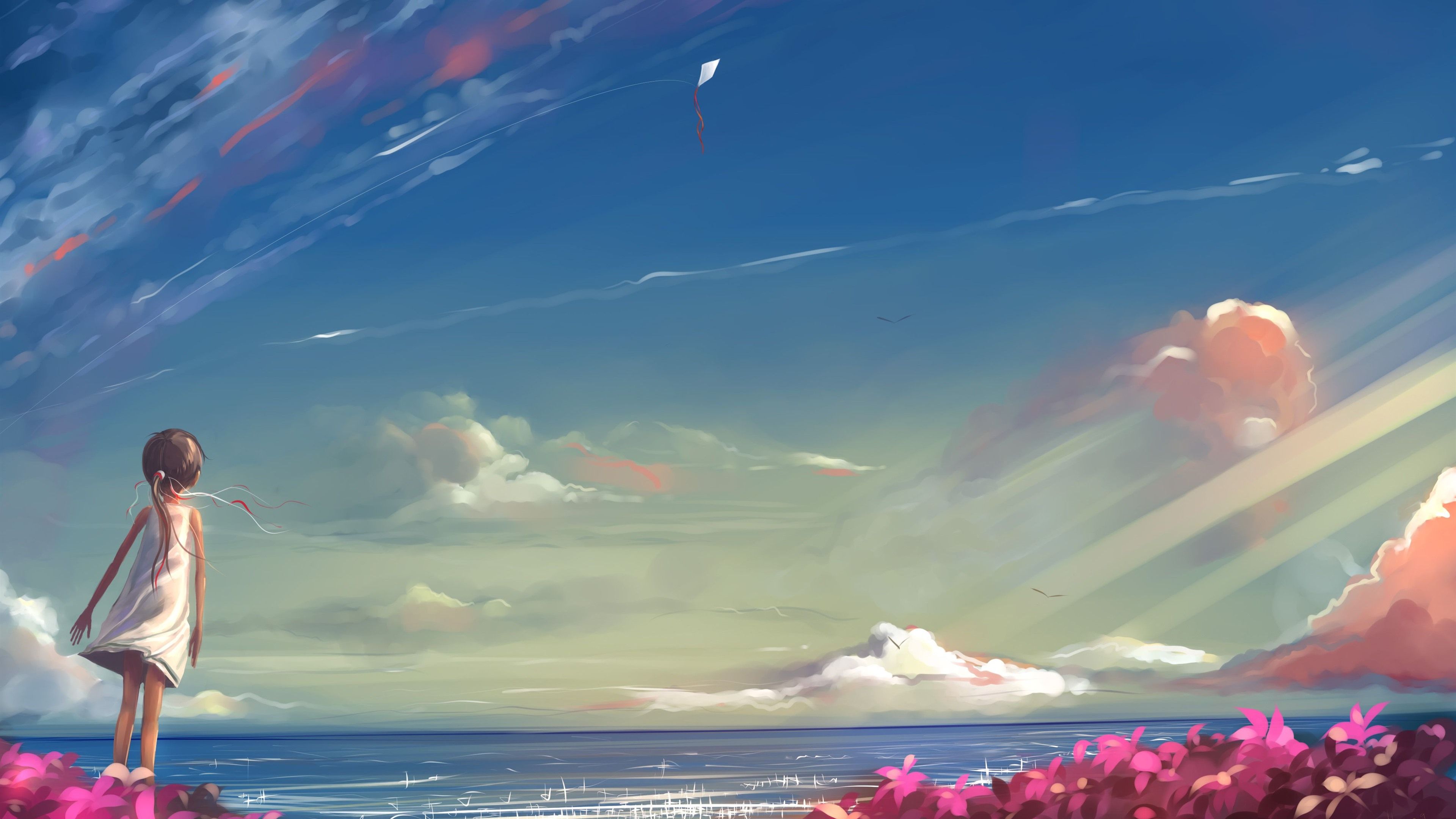 Anime Girl At The Seaside Wallpapers