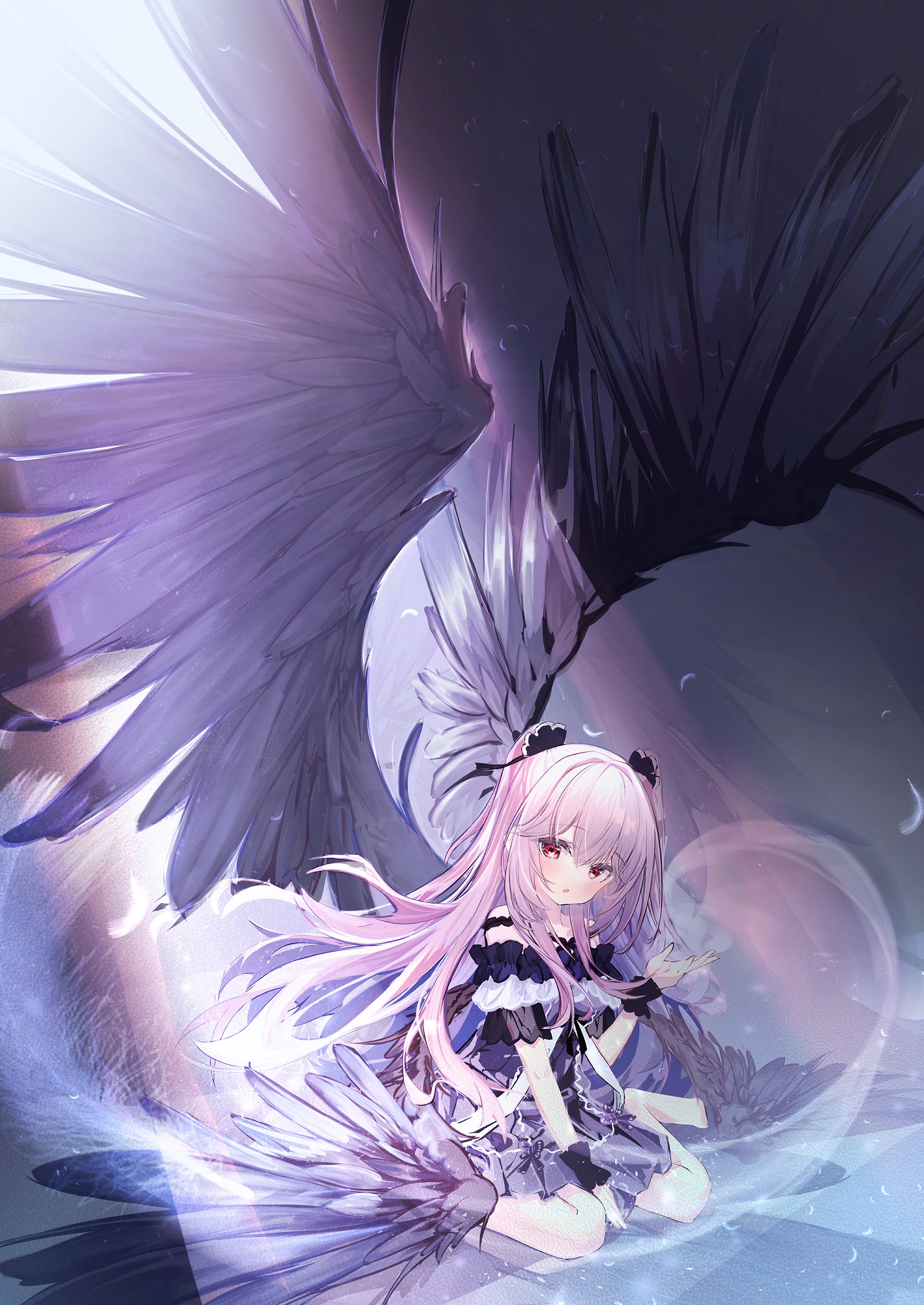 Anime Girl Black Wings Wallpapers