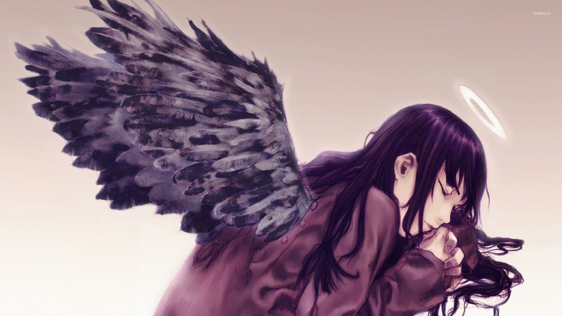 Anime Girl Black Wings Wallpapers