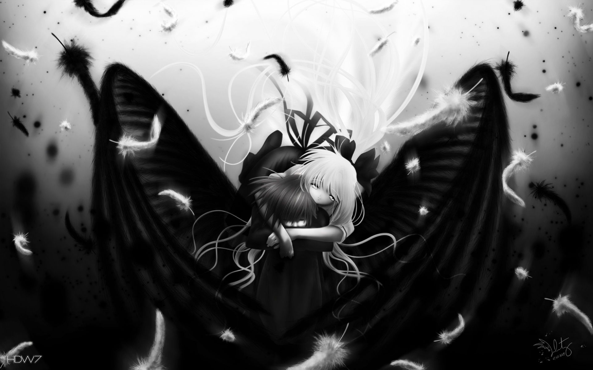 Anime Girl Black Wings Wallpapers