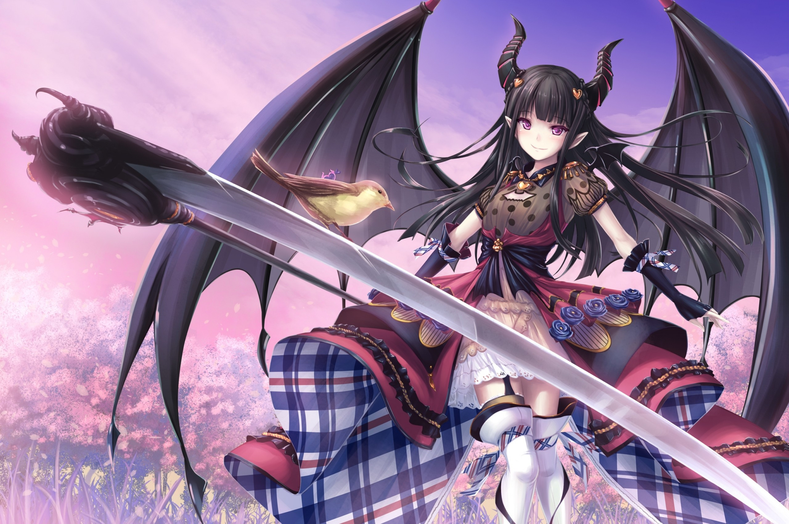 Anime Girl Black Wings Wallpapers