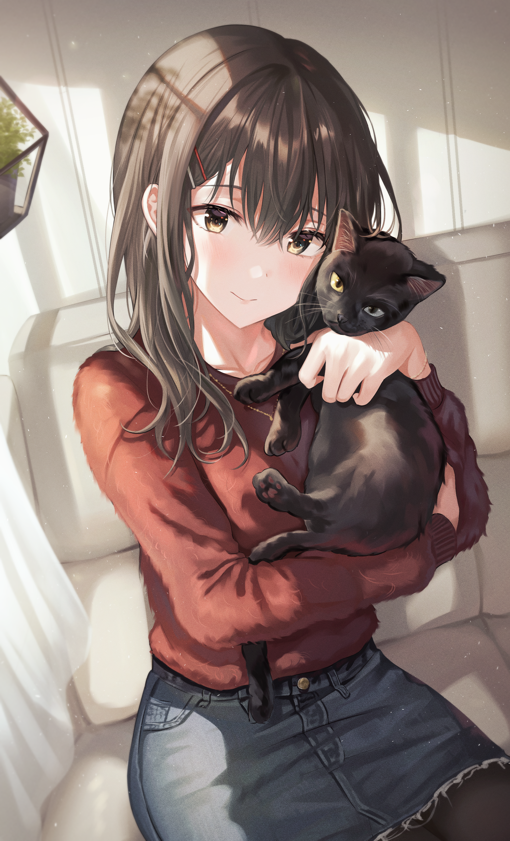 Anime Girl Cat Hoodie Wallpapers