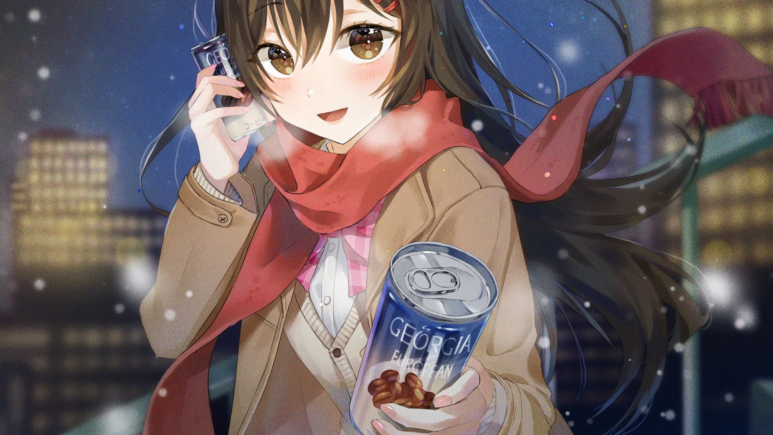 Anime Girl Drink Coffee Wallpapers