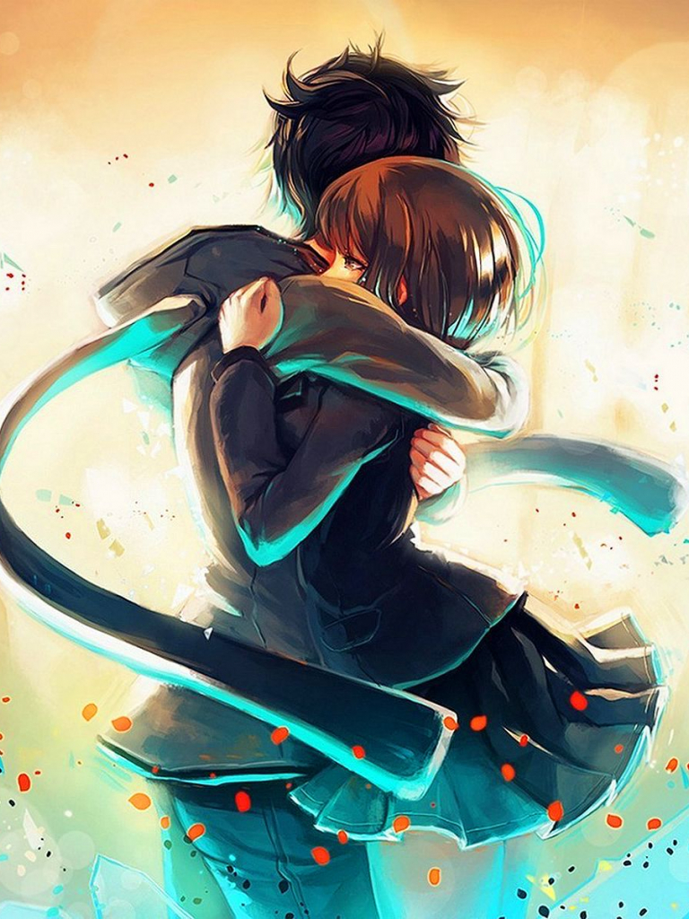 Anime Girl Huging Boy Wallpapers