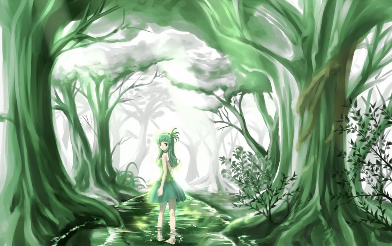 Anime Girl In Forest Wallpapers