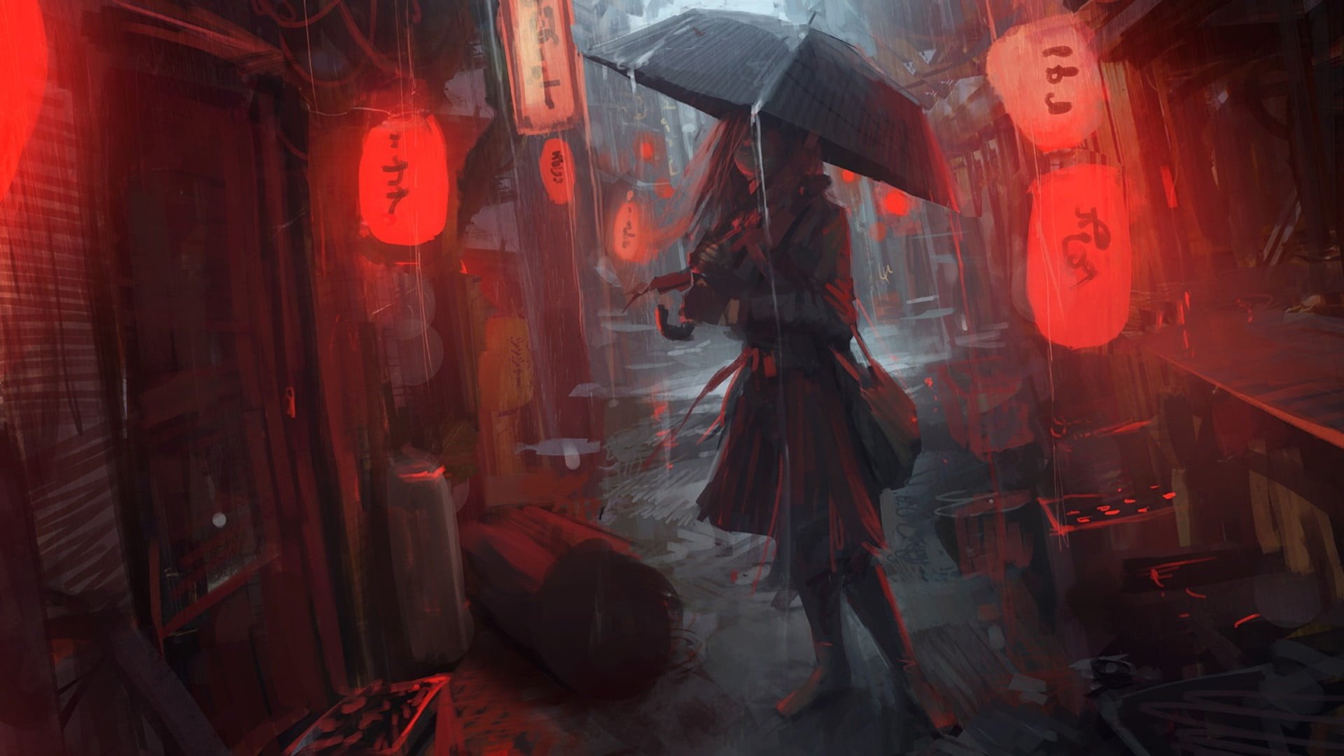 Anime Girl In Rain Wallpapers