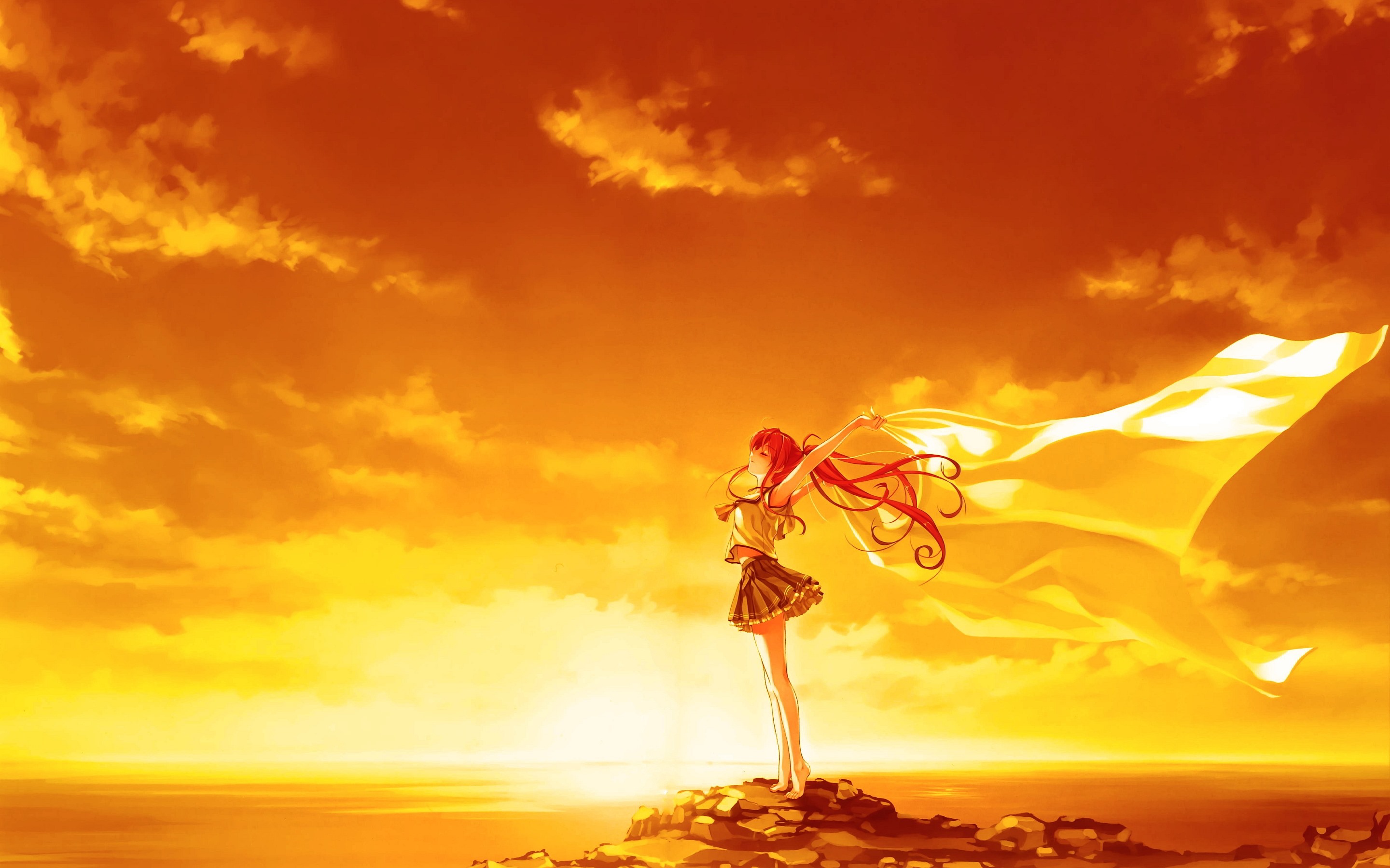 Anime Girl In Sunset Wallpapers