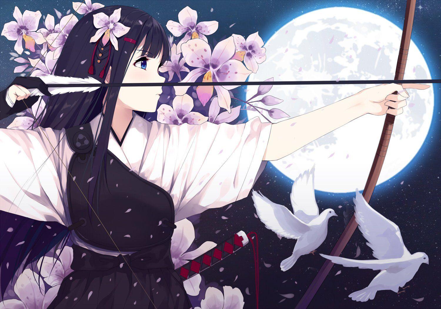 Anime Girl Kimono And Weapon Wallpapers