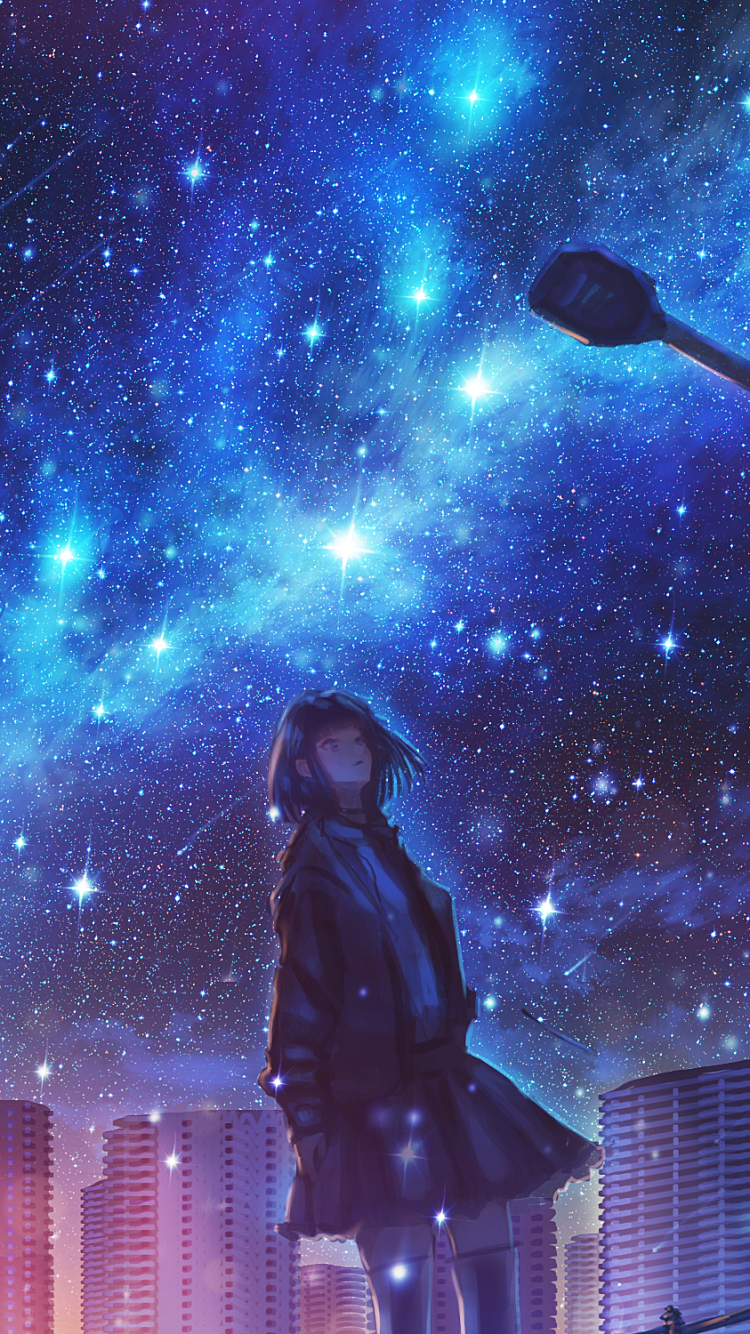 Anime Girl Looking At Stars Wallpapers