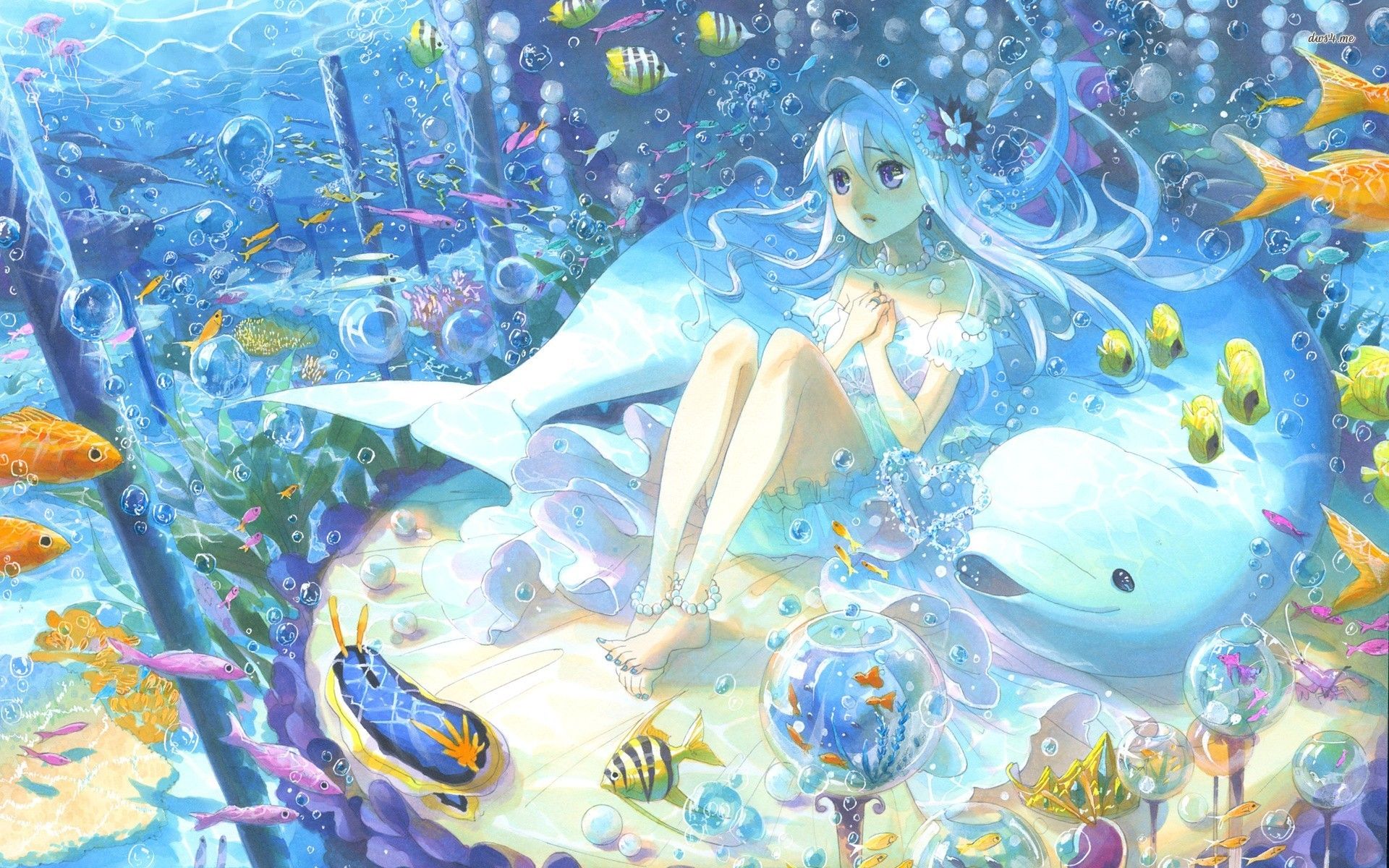 Anime Girl Near Ocean Wallpapers