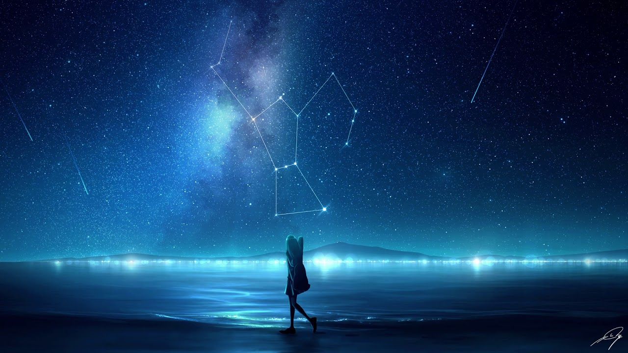 Anime Girl Night Sky Wallpapers