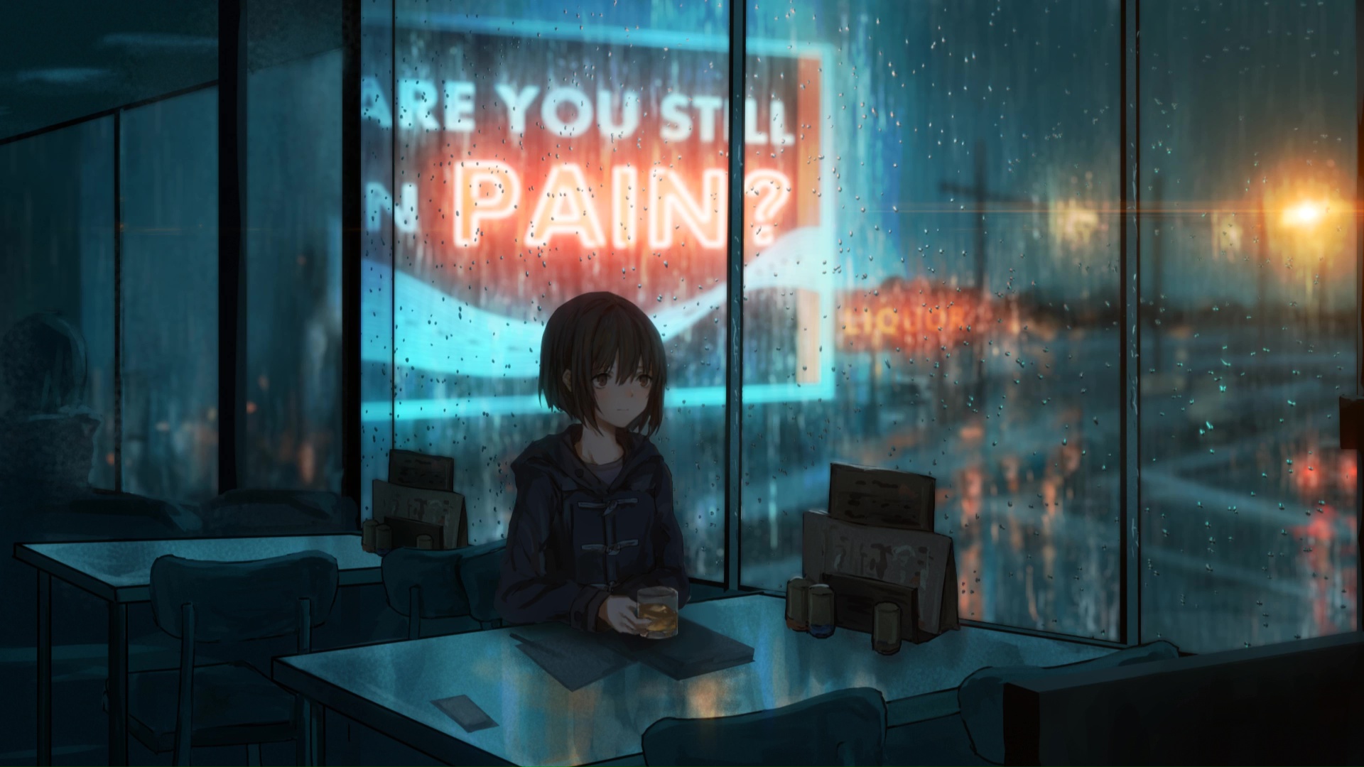 Anime Girl Sitting Alone Wallpapers