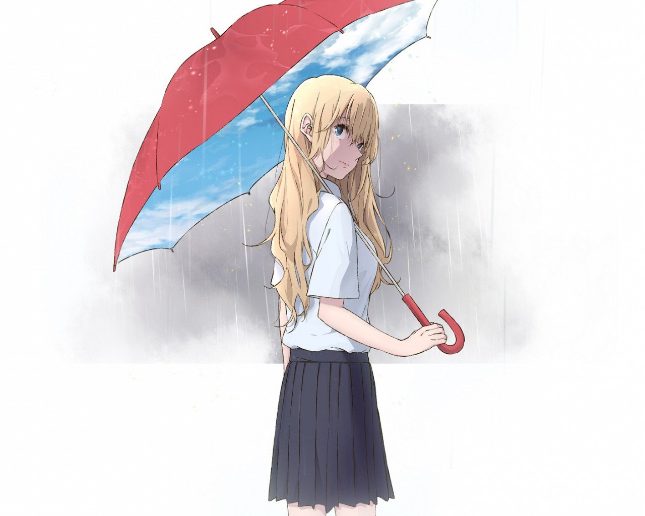 Anime Girl Walking With Umbrella Art Wallpapers