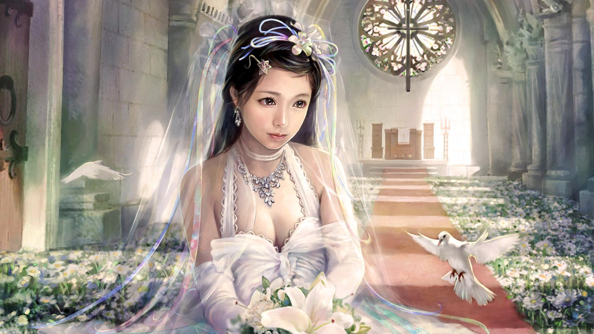 Anime Girl Wedding Dress Wallpapers