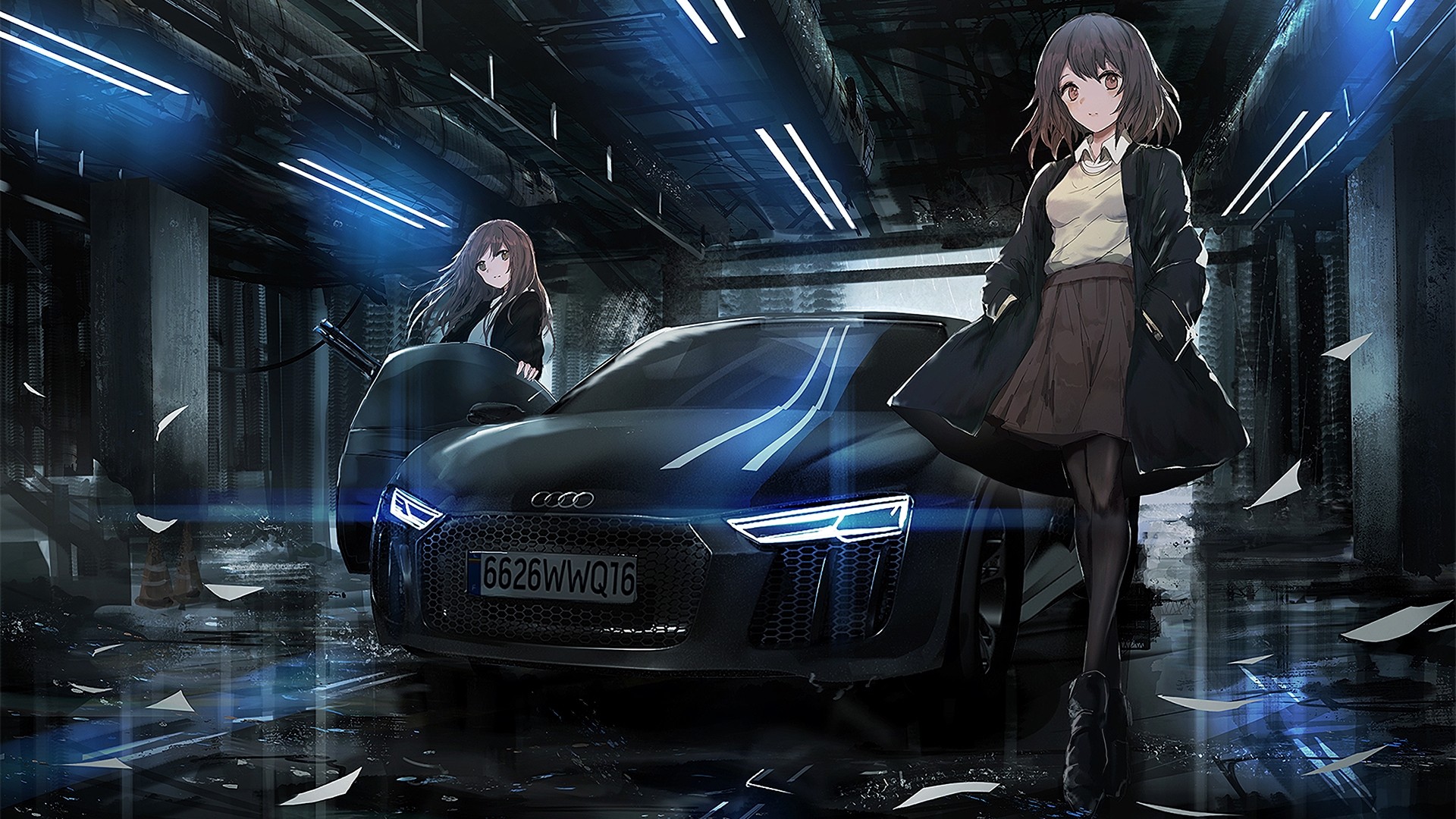 Anime Girl With Car Wallpapers