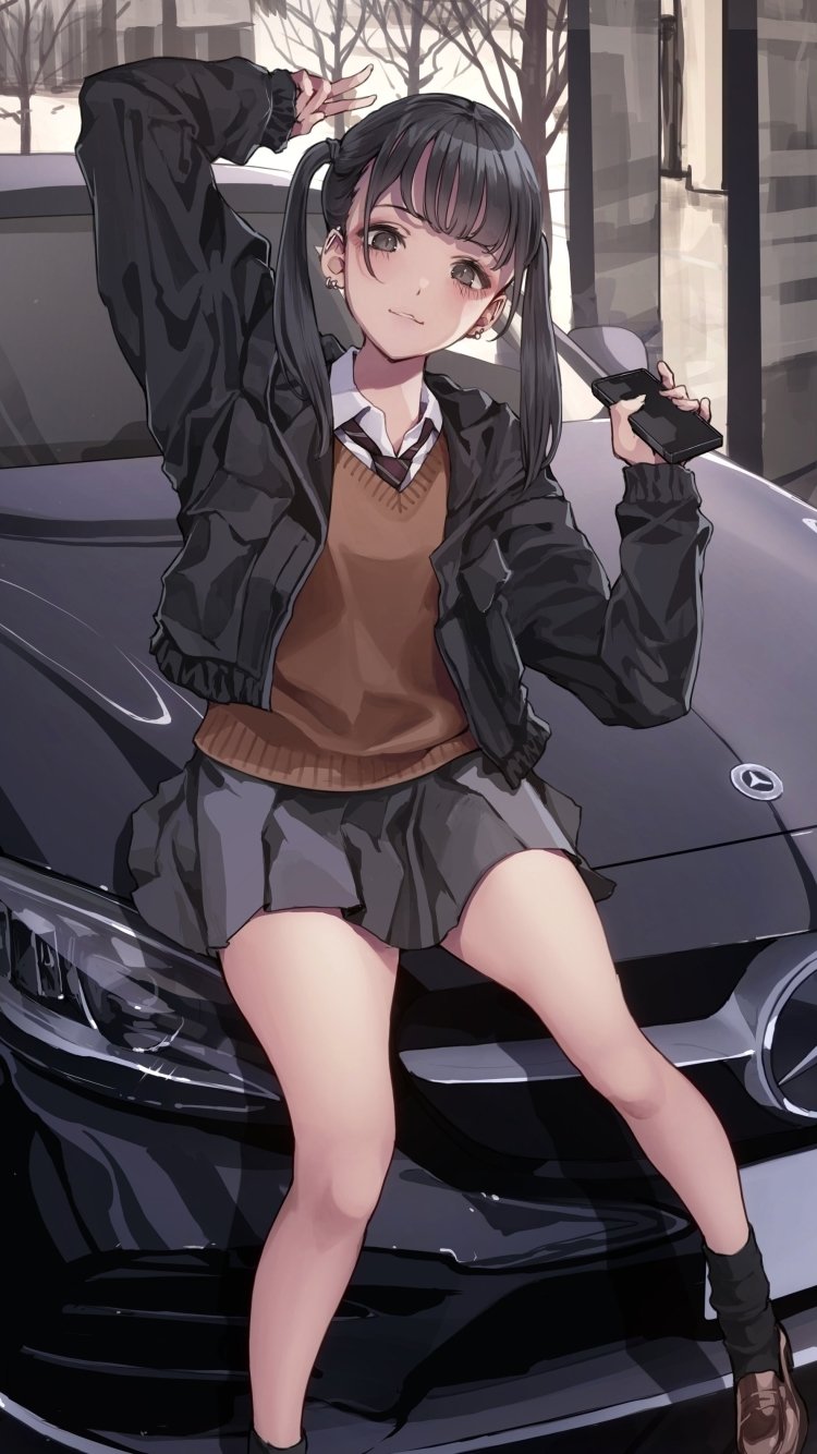 Anime Girl With Car Wallpapers