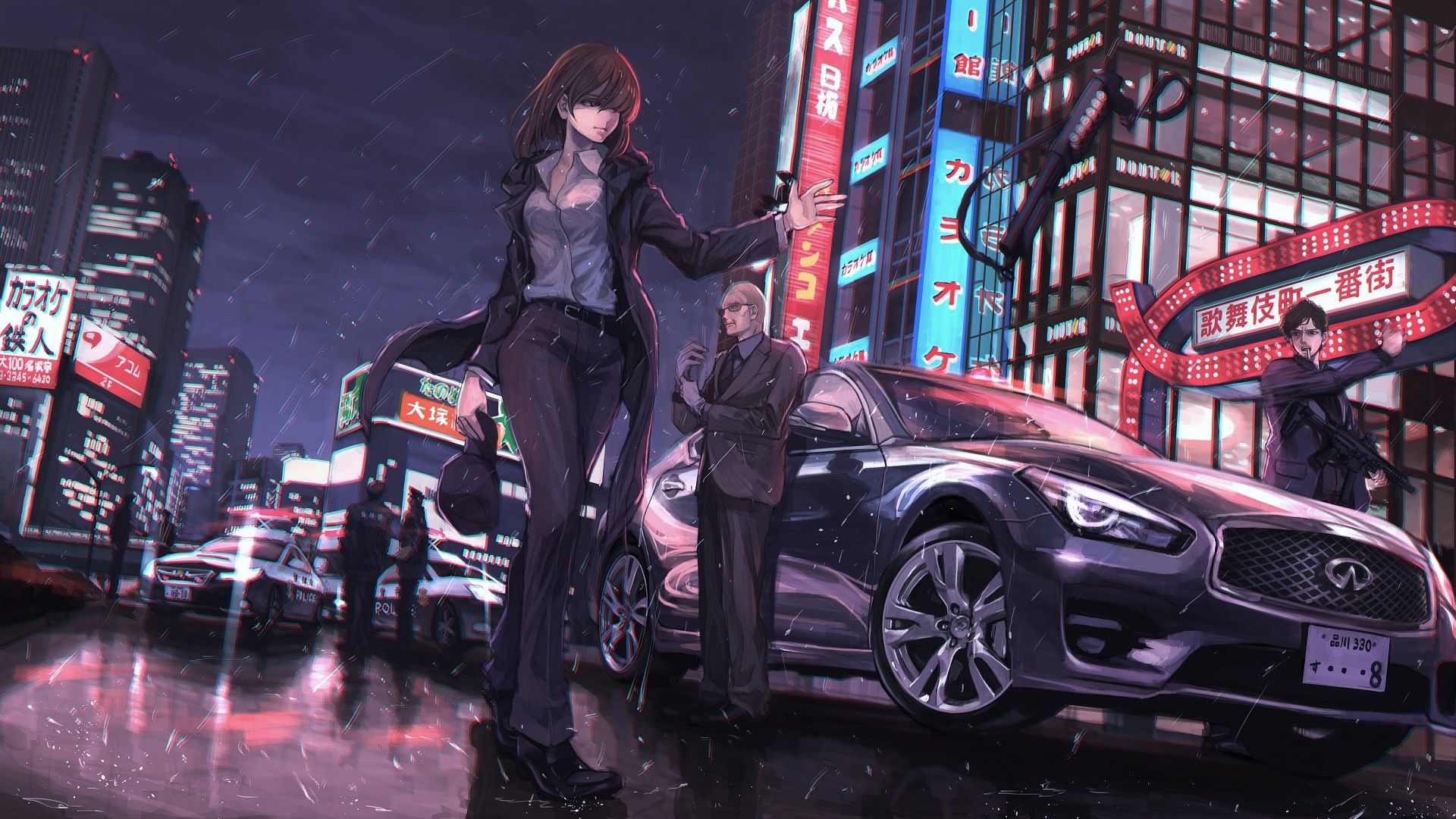 Anime Girl With Car Wallpapers