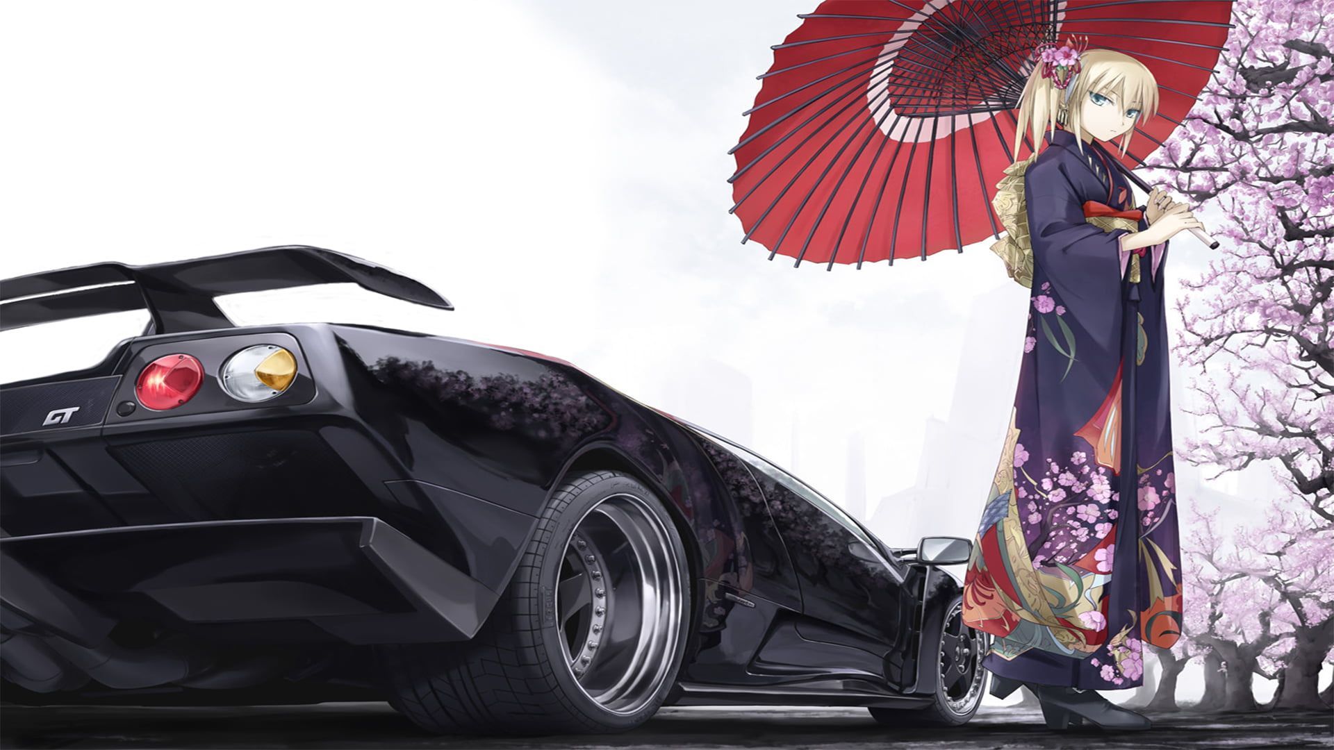 Anime Girl With Car Wallpapers