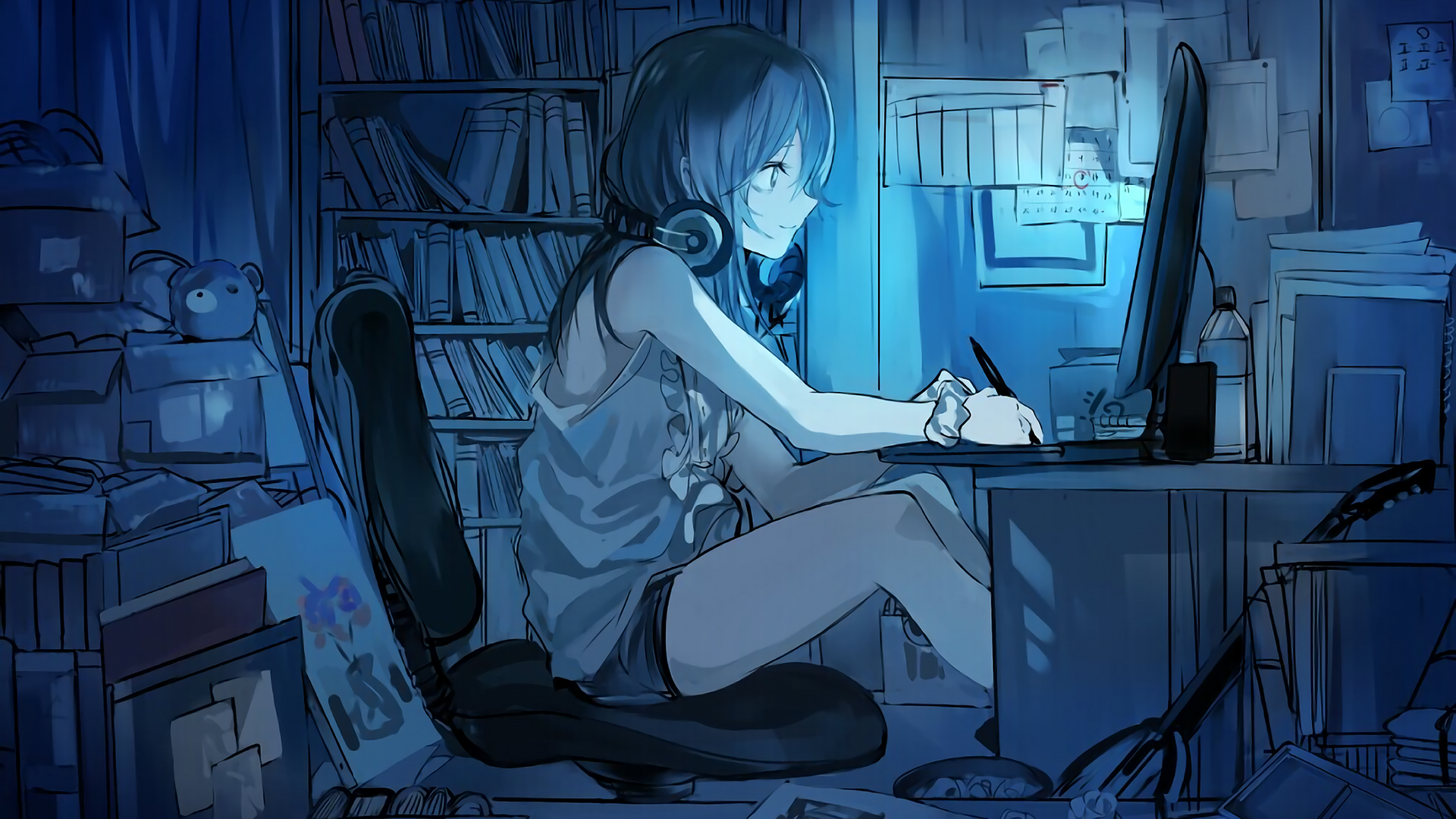 Anime Girl With Headphones Wallpapers
