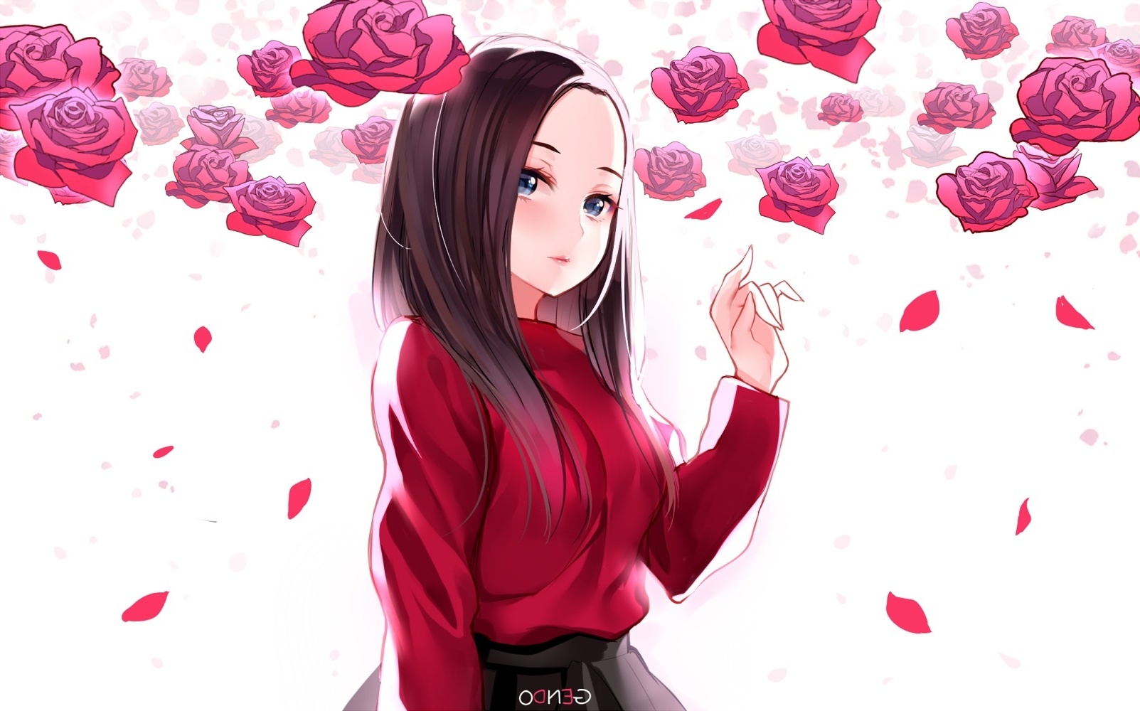 Anime Girl With Rose Wallpapers