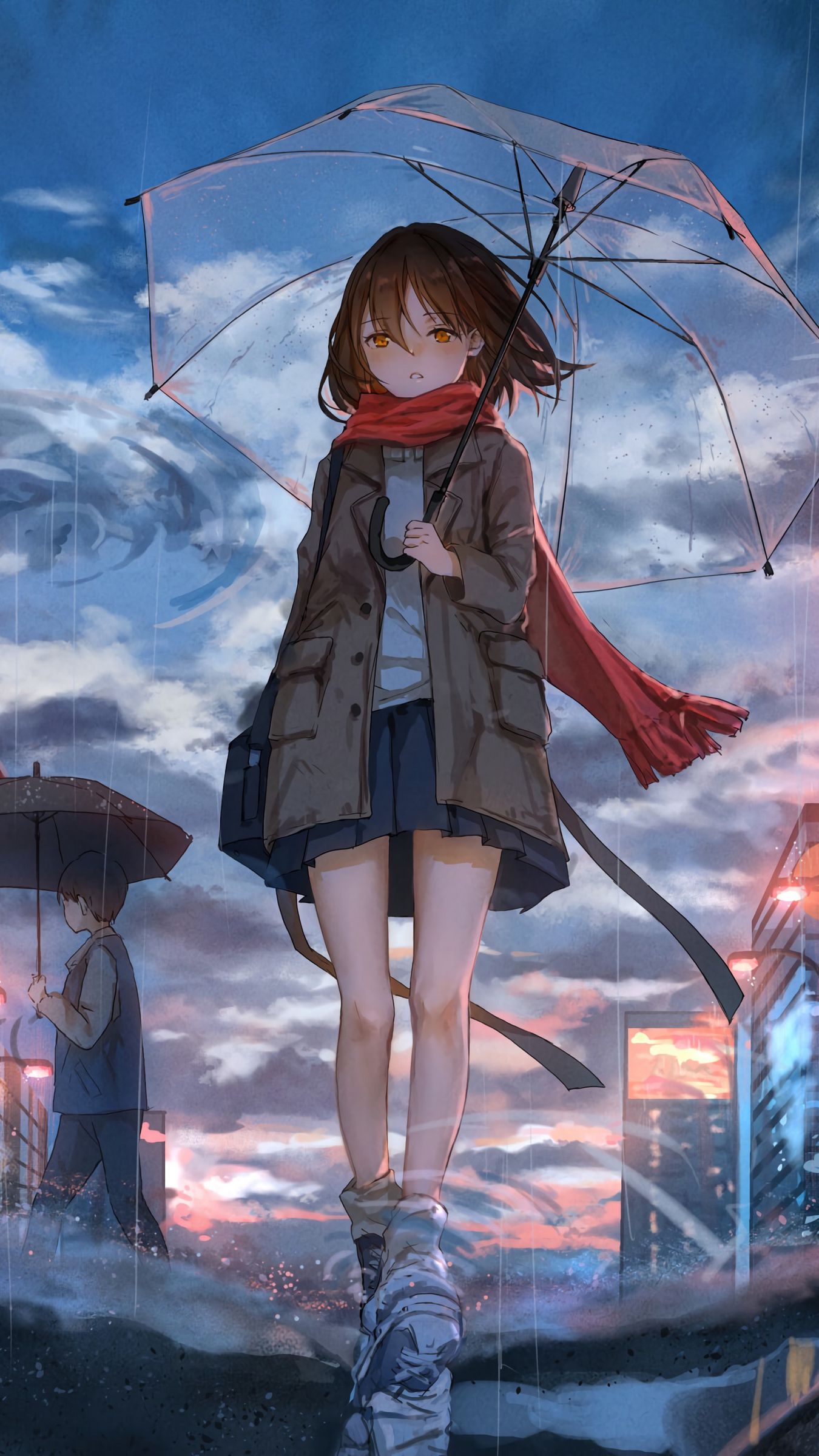 Anime Girl With Umbrella In Rain Wallpapers