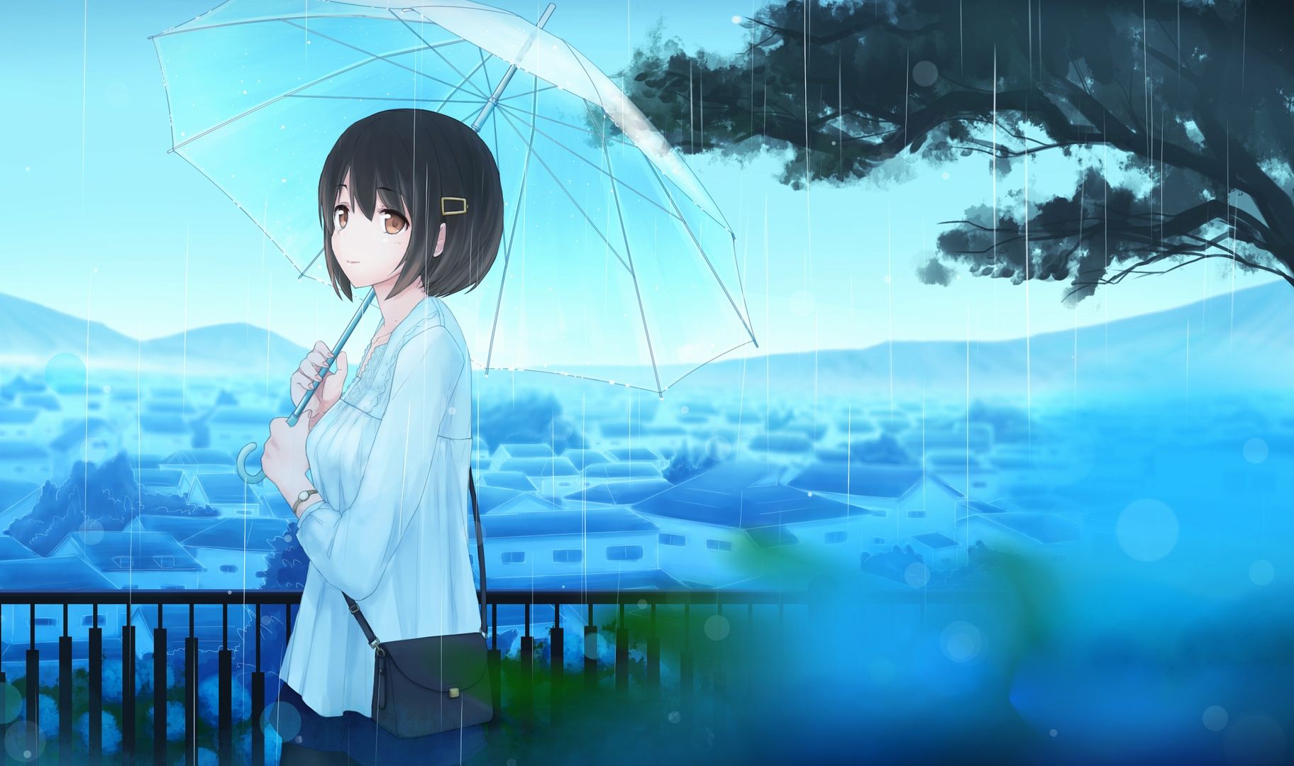 Anime Girl With Umbrella In Rain Wallpapers