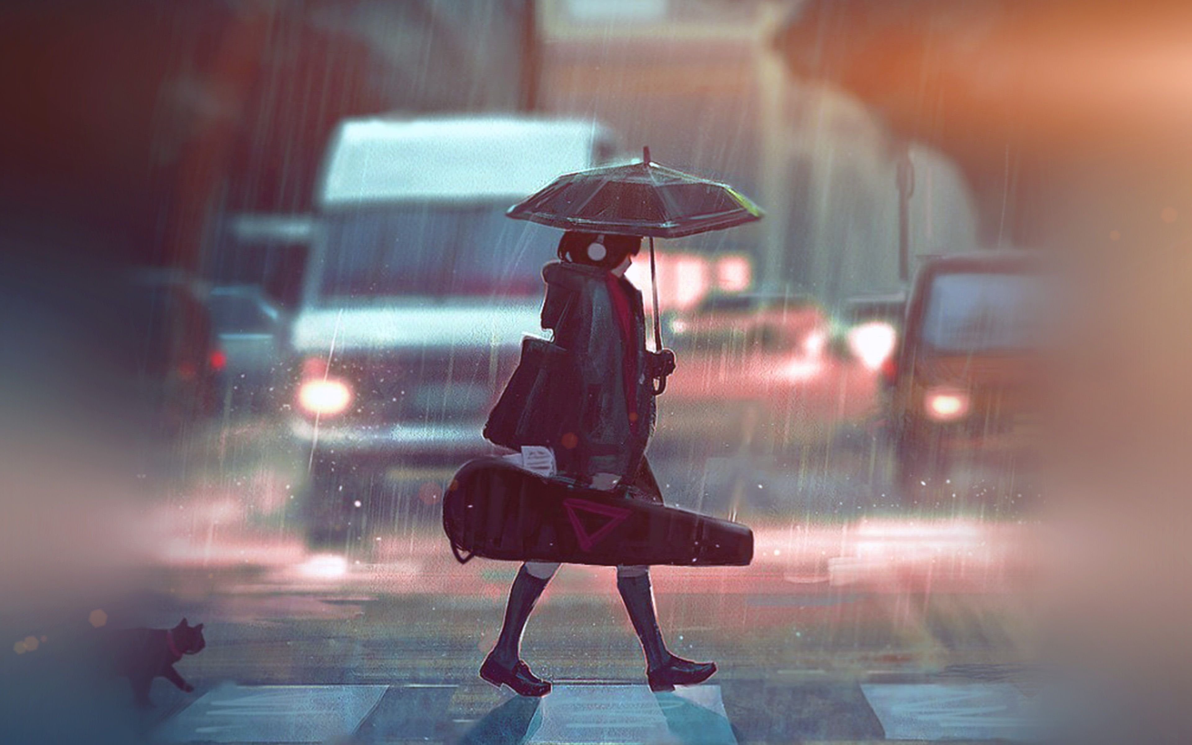 Anime Girl With Umbrella In Rain Wallpapers