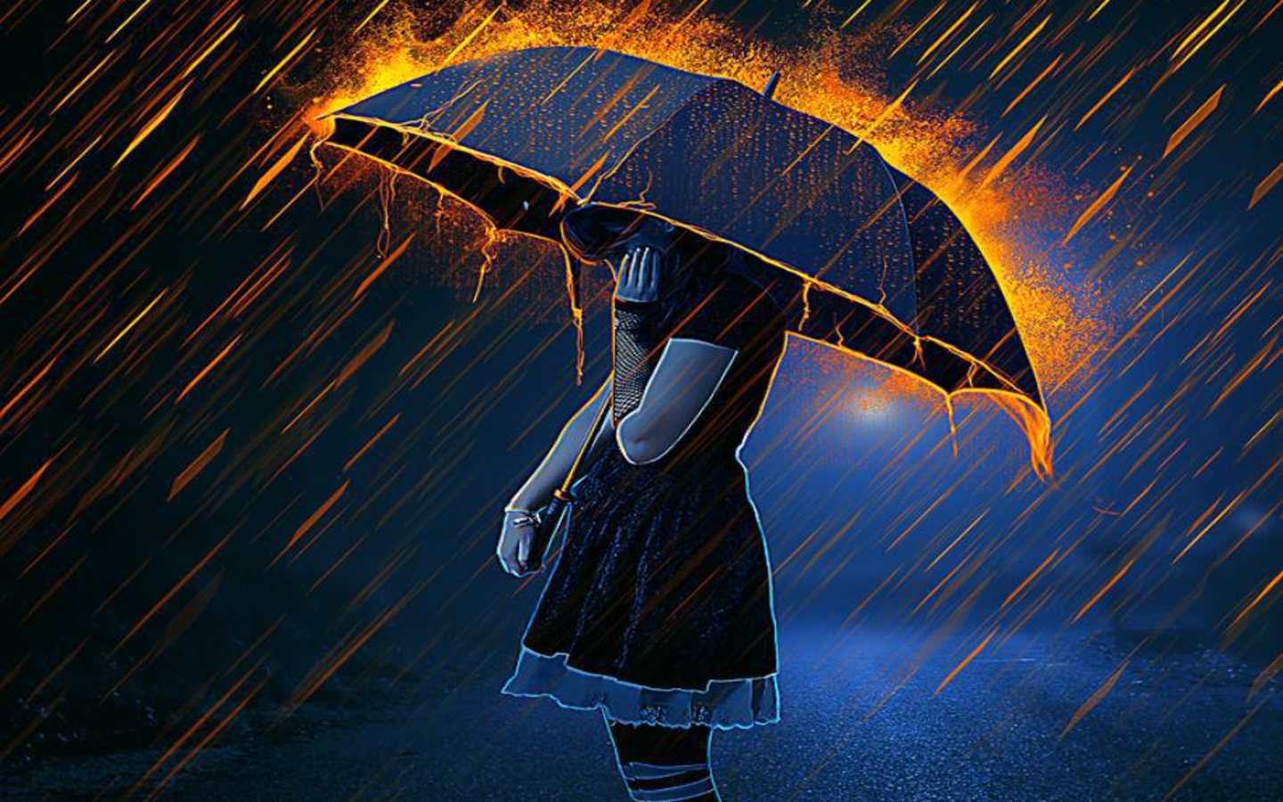 Anime Girl With Umbrella In Rain Wallpapers