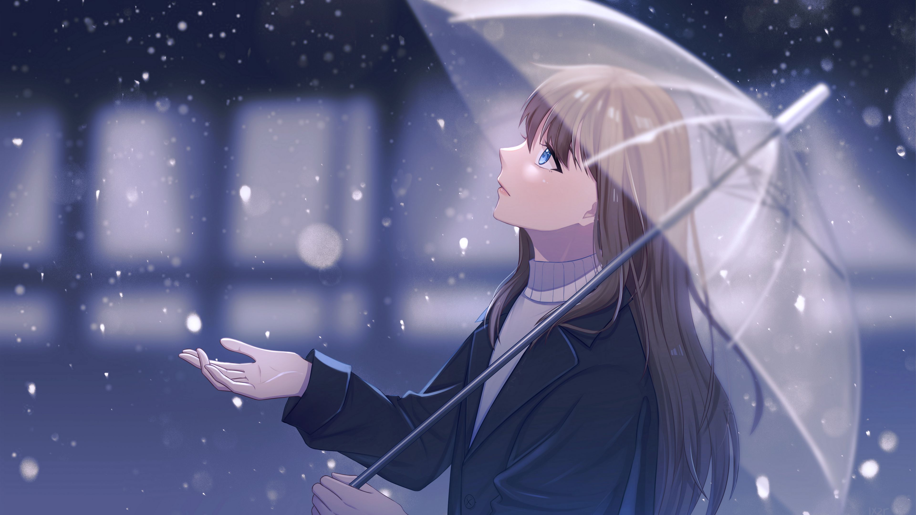 Anime Girl With Umbrella In Rain Wallpapers