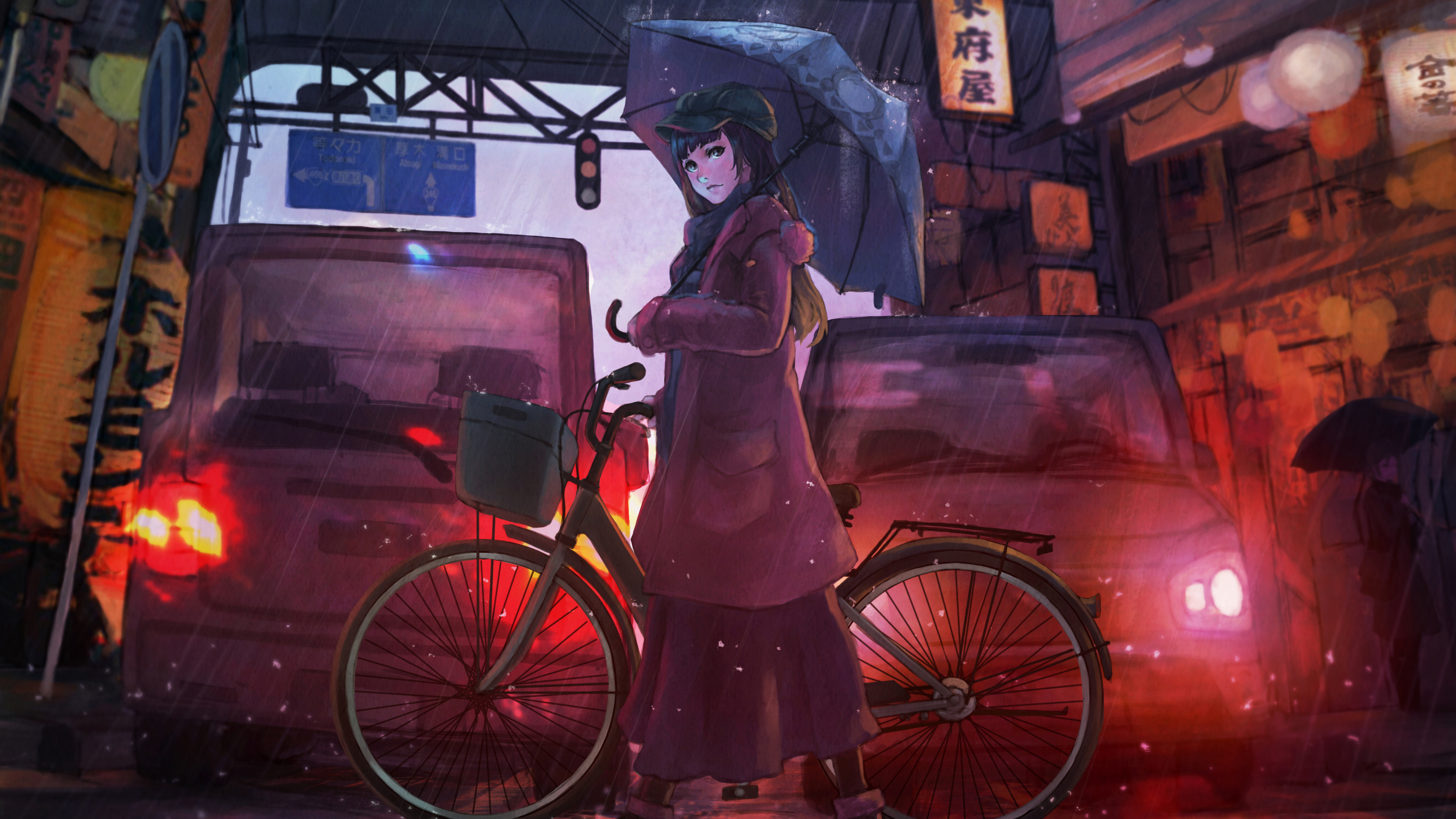 Anime Girl With Umbrella In Rain Wallpapers