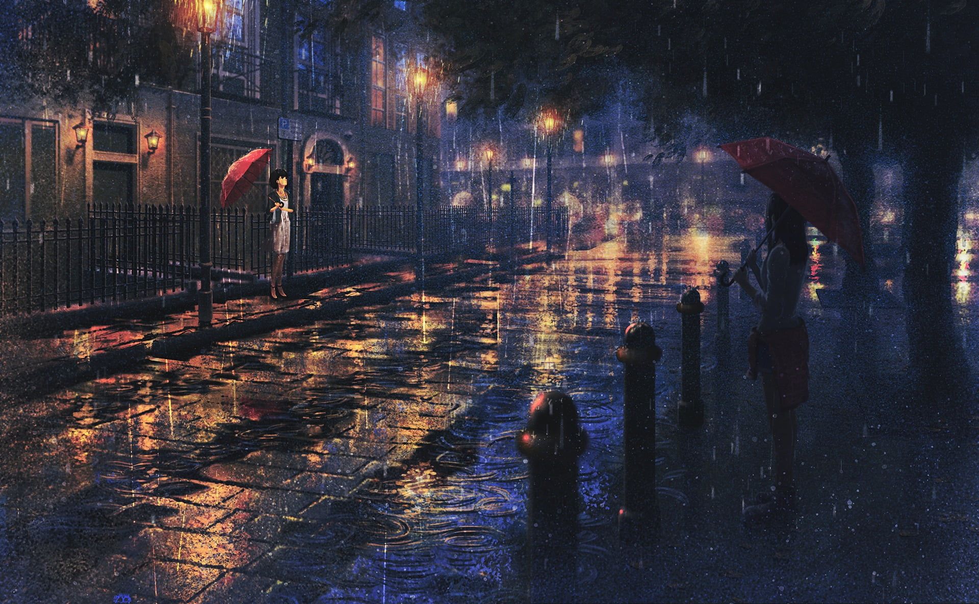 Anime Girl With Umbrella In Rain Wallpapers