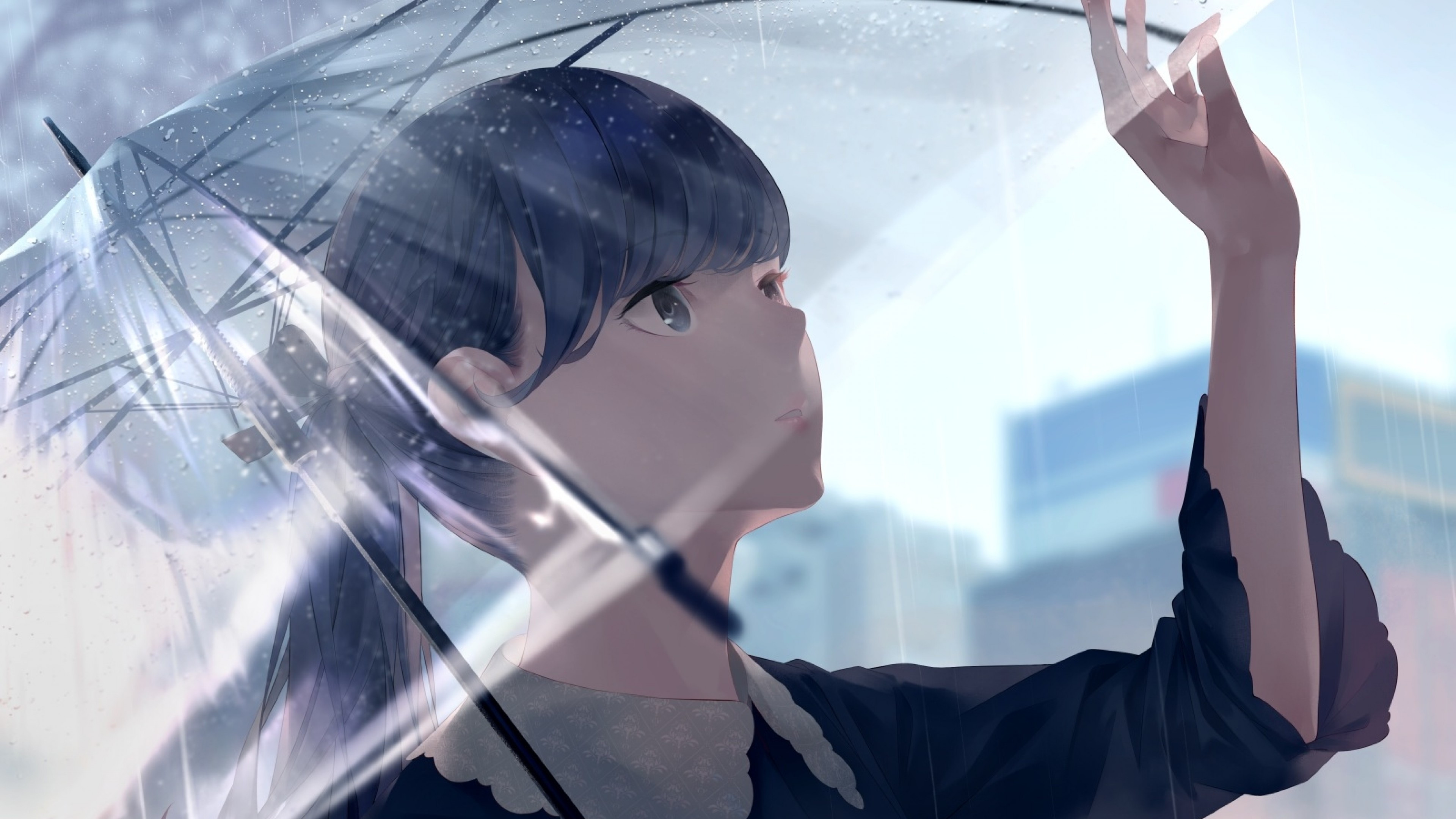 Anime Girl With Umbrella In Rain Wallpapers