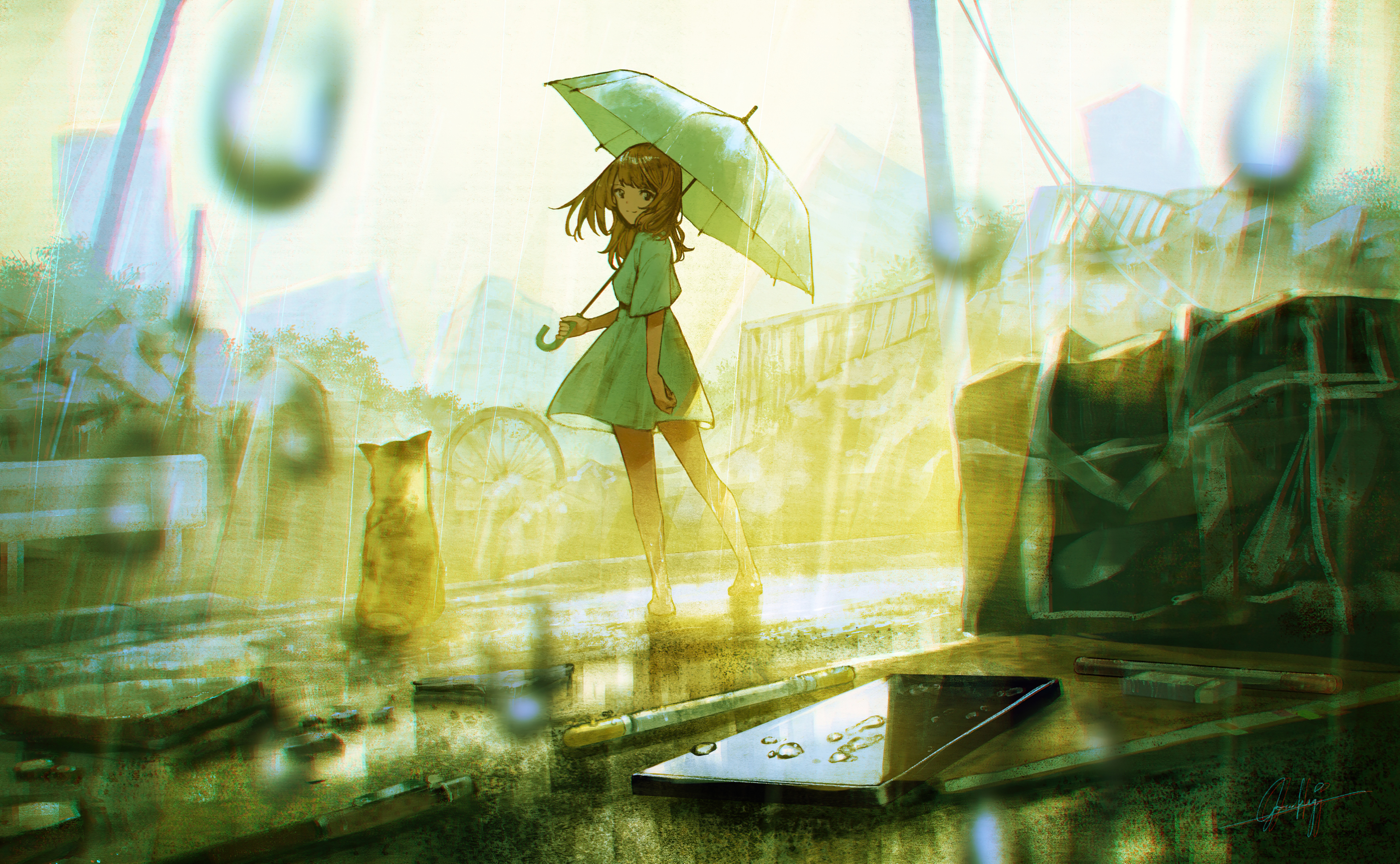 Anime Girl With Umbrella In Rain Wallpapers