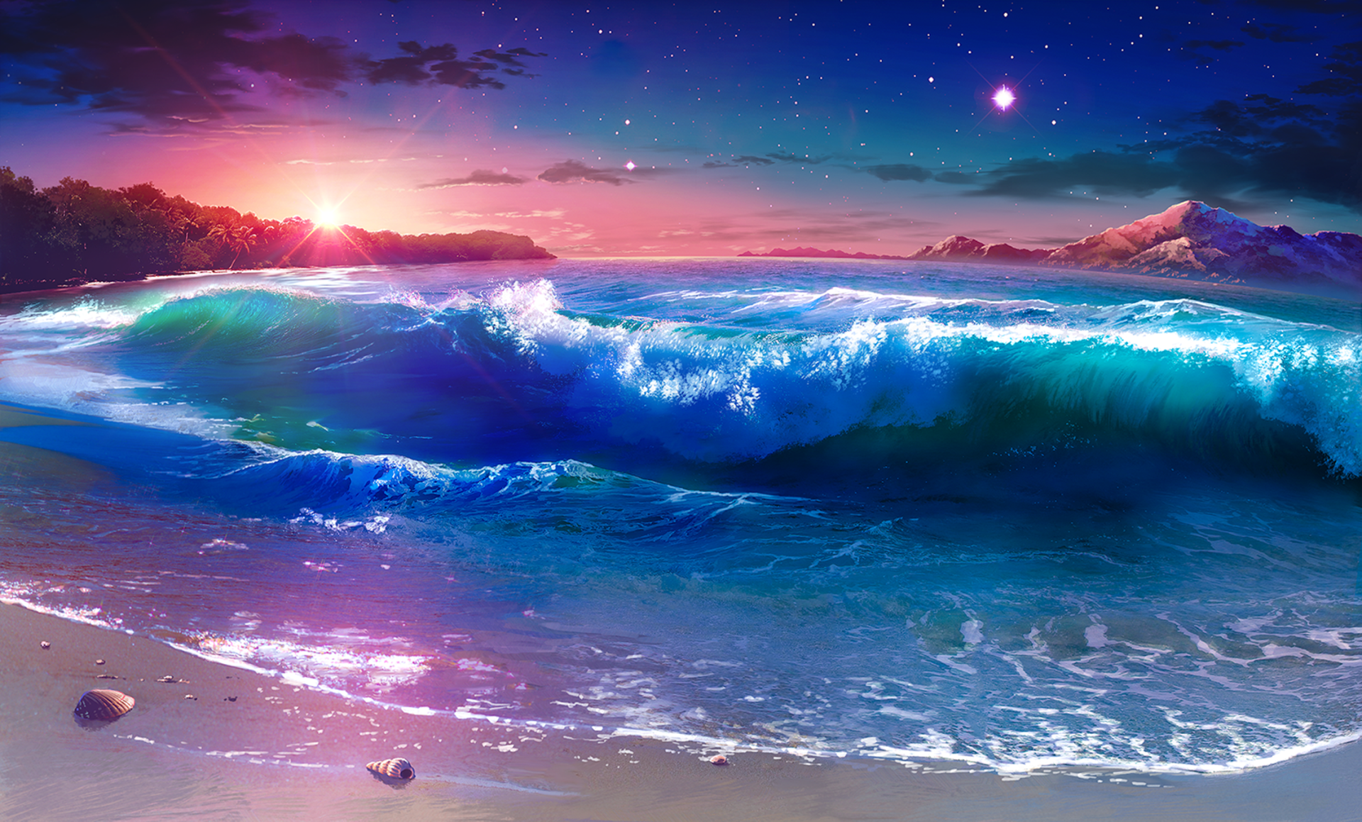 Anime Ocean Night Wallpapers