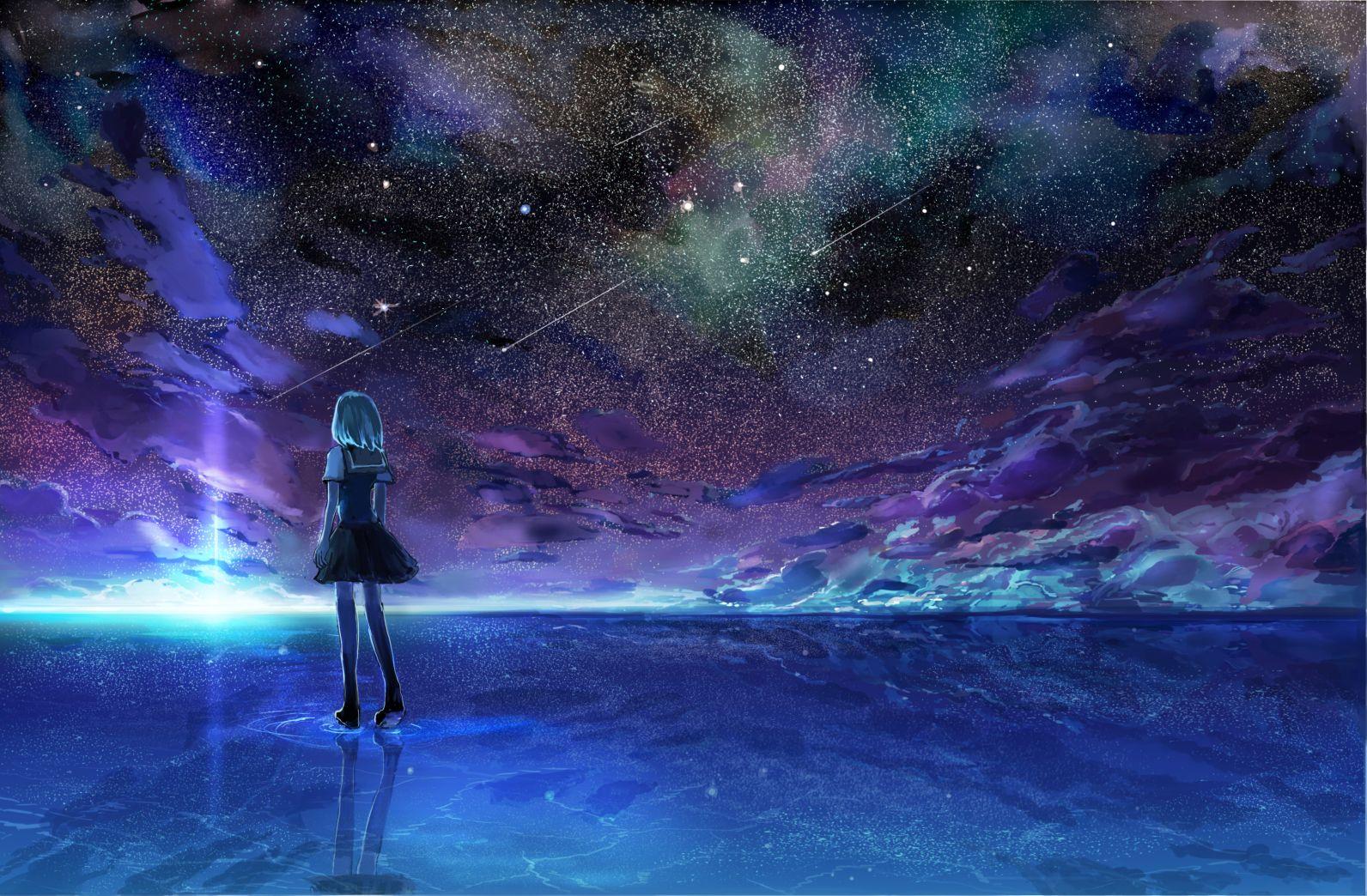 Anime Ocean Night Wallpapers