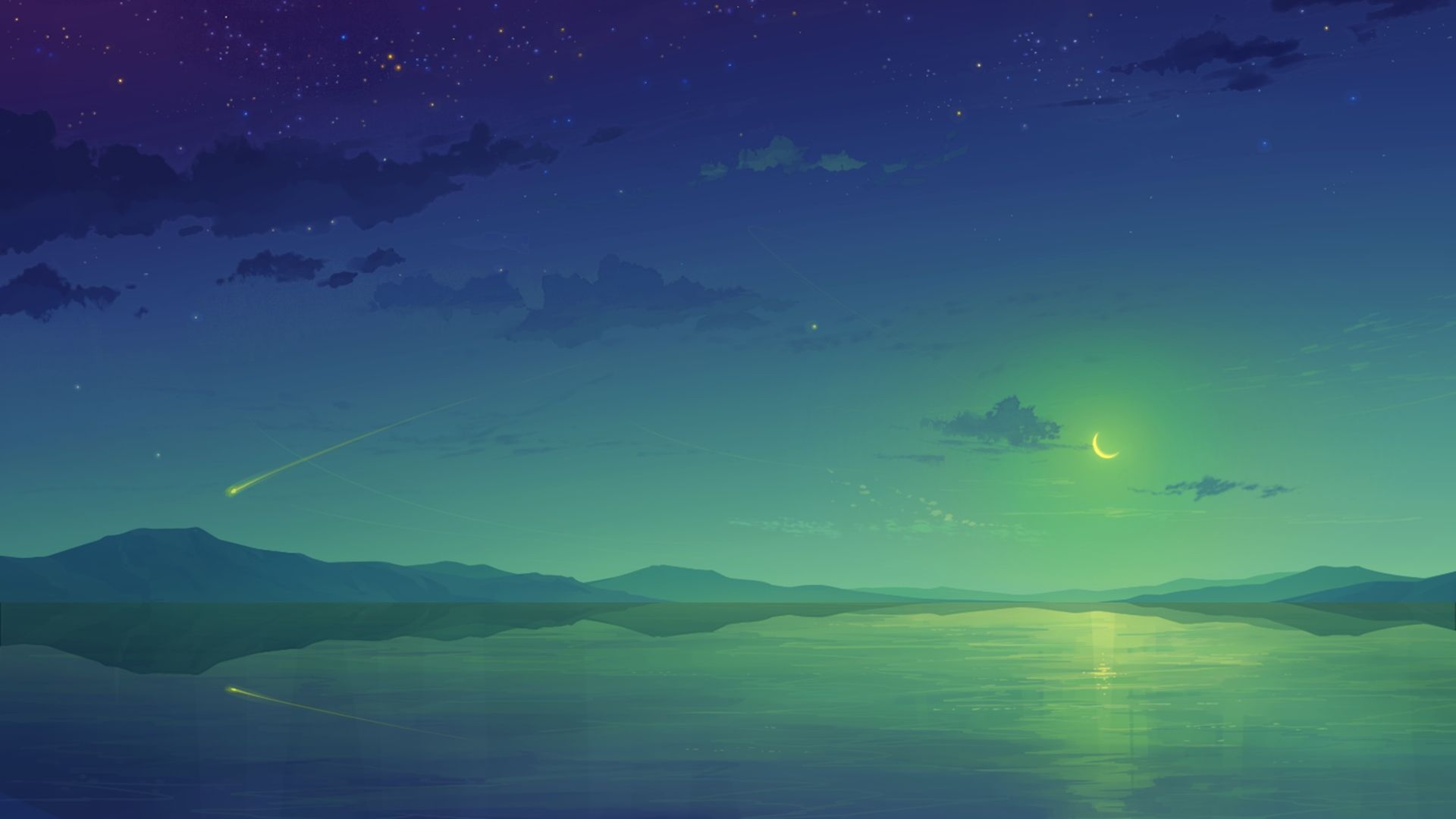 Anime Ocean Night Wallpapers