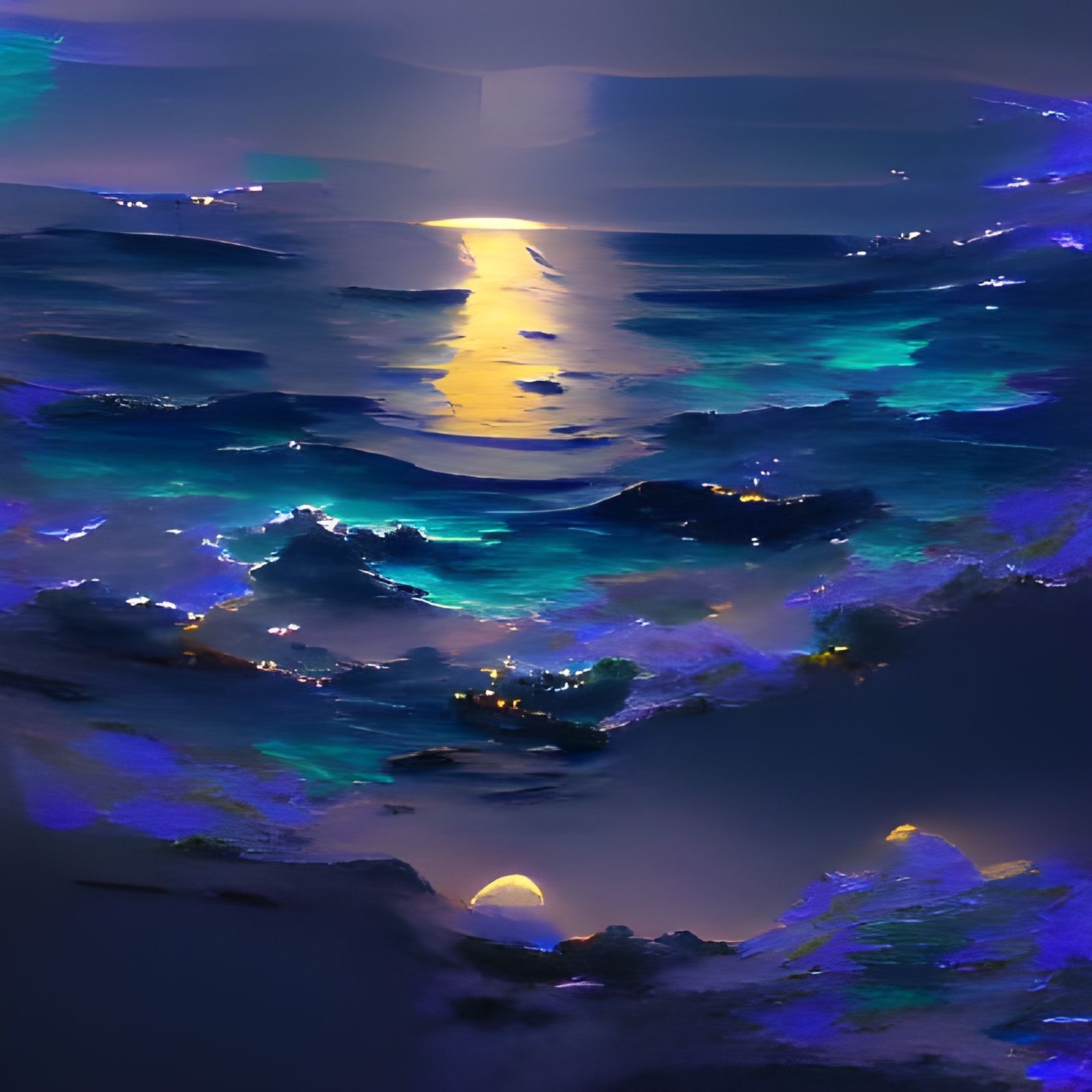 Anime Ocean Night Wallpapers