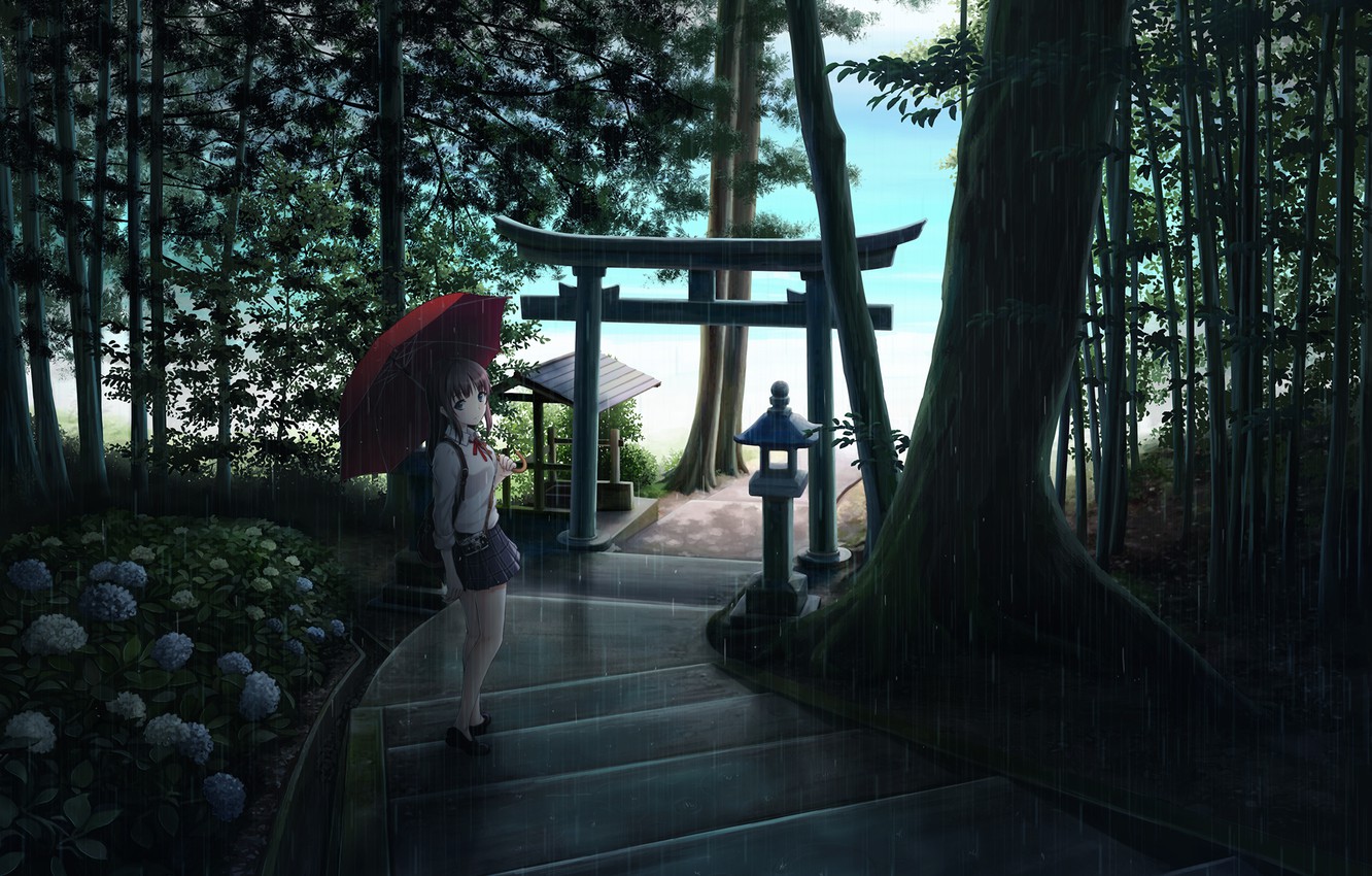 Anime Rain Scenery Wallpapers