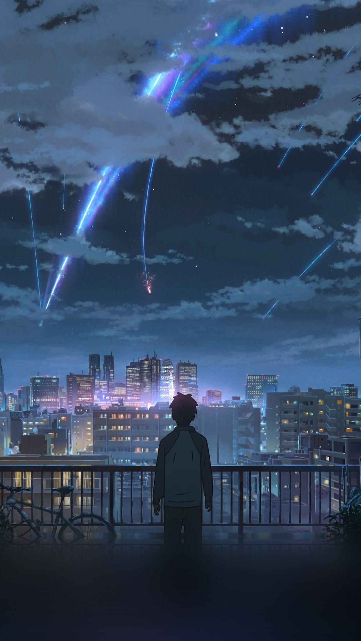 Anime Rooftops Building Night Wallpapers