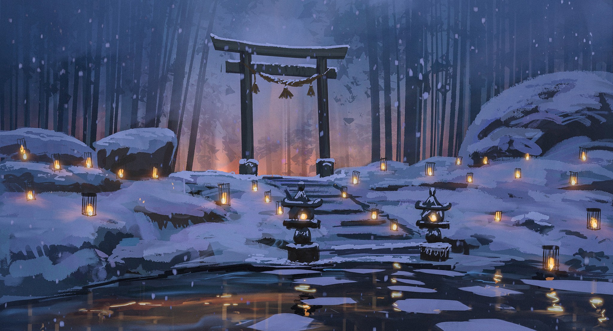 Anime Snow Scenery Wallpapers