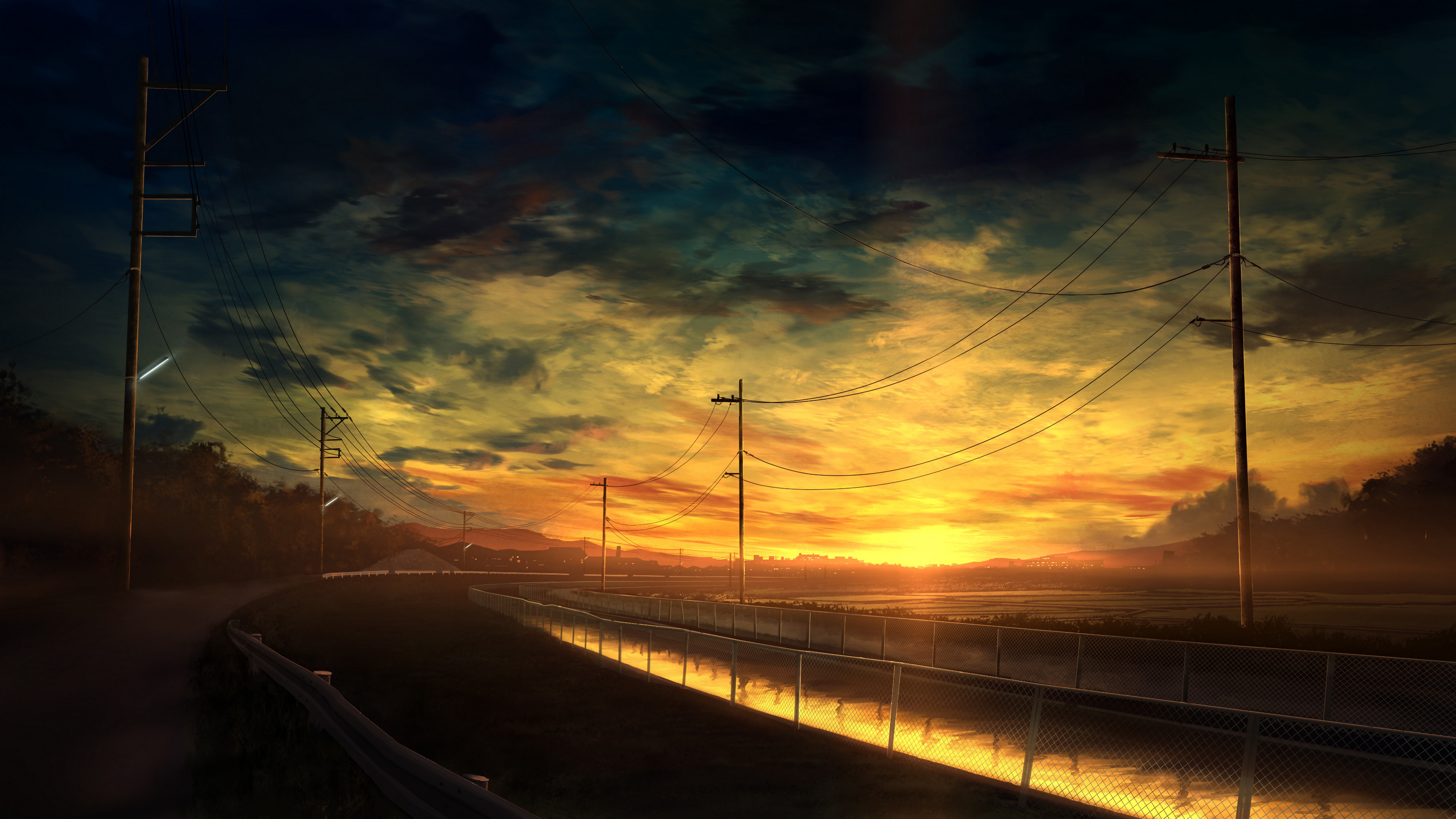 Anime Sunset Original Art Wallpapers