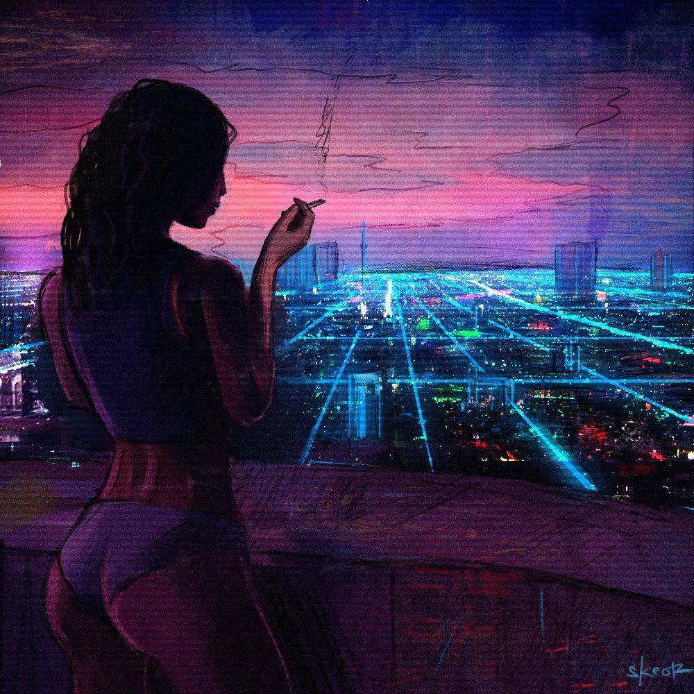 Girl And Synth Retro Wave Wallpapers