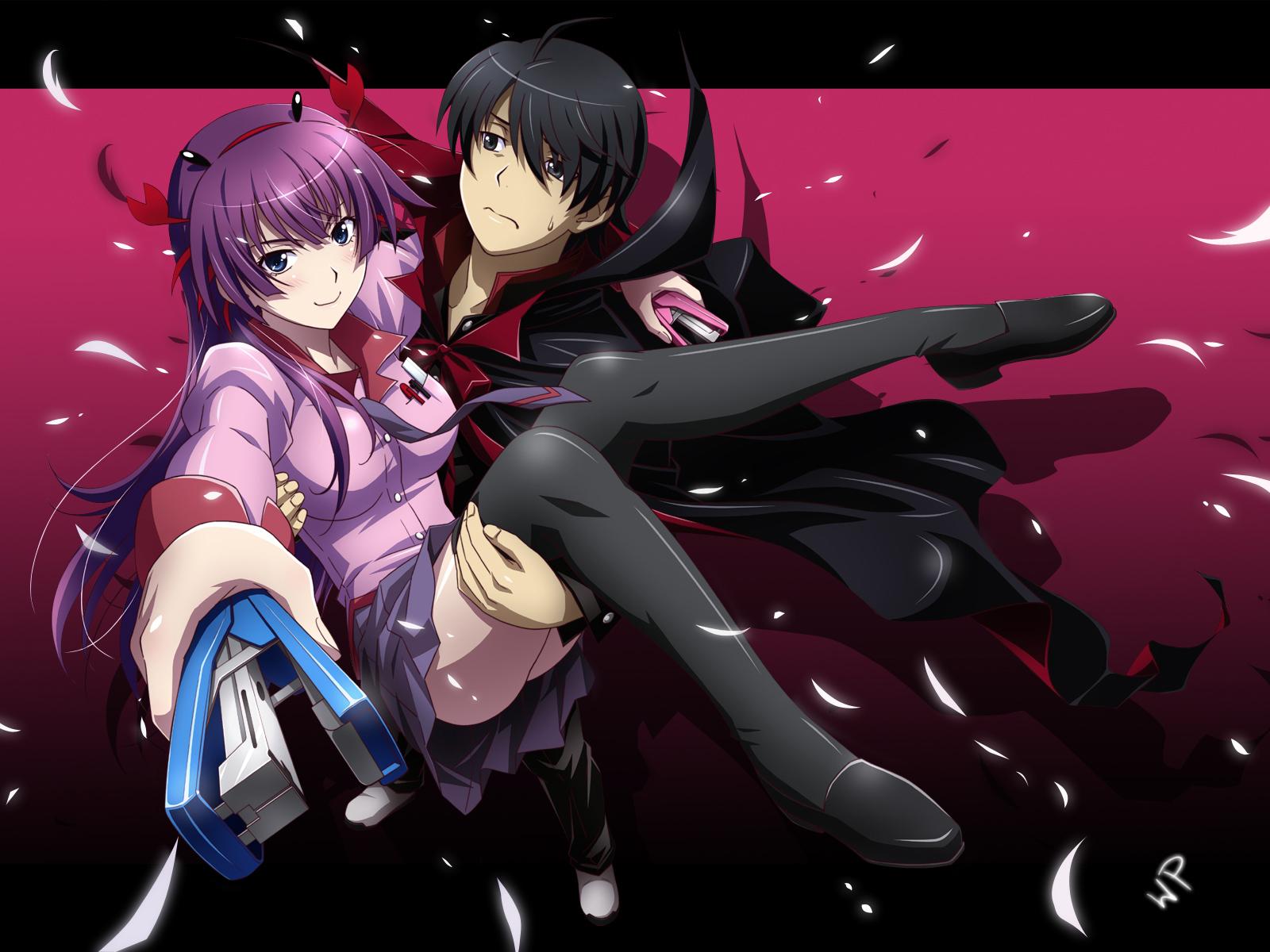 Monogatari Series Araragi Koyomi And Senjougahara Hitagi Wallpapers