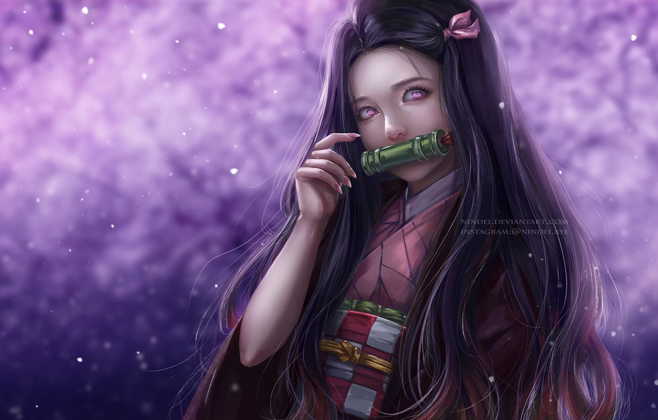 Nezuko Kamado Kimetsu No Yaiba Art Wallpapers