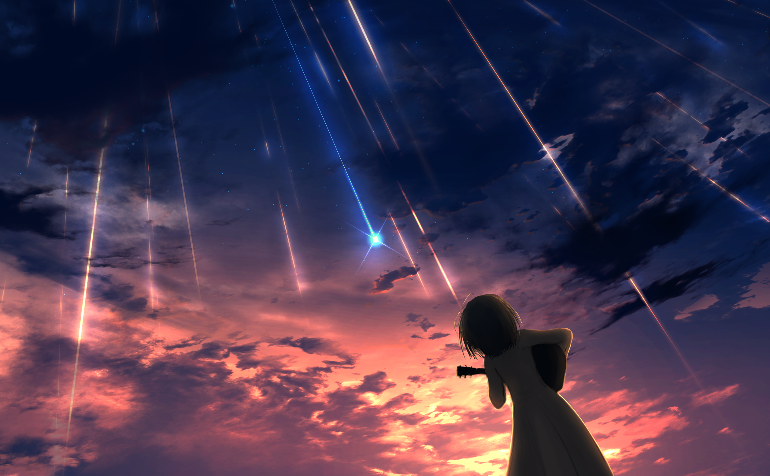 Shooting Star And Anime Girls Wallpapers