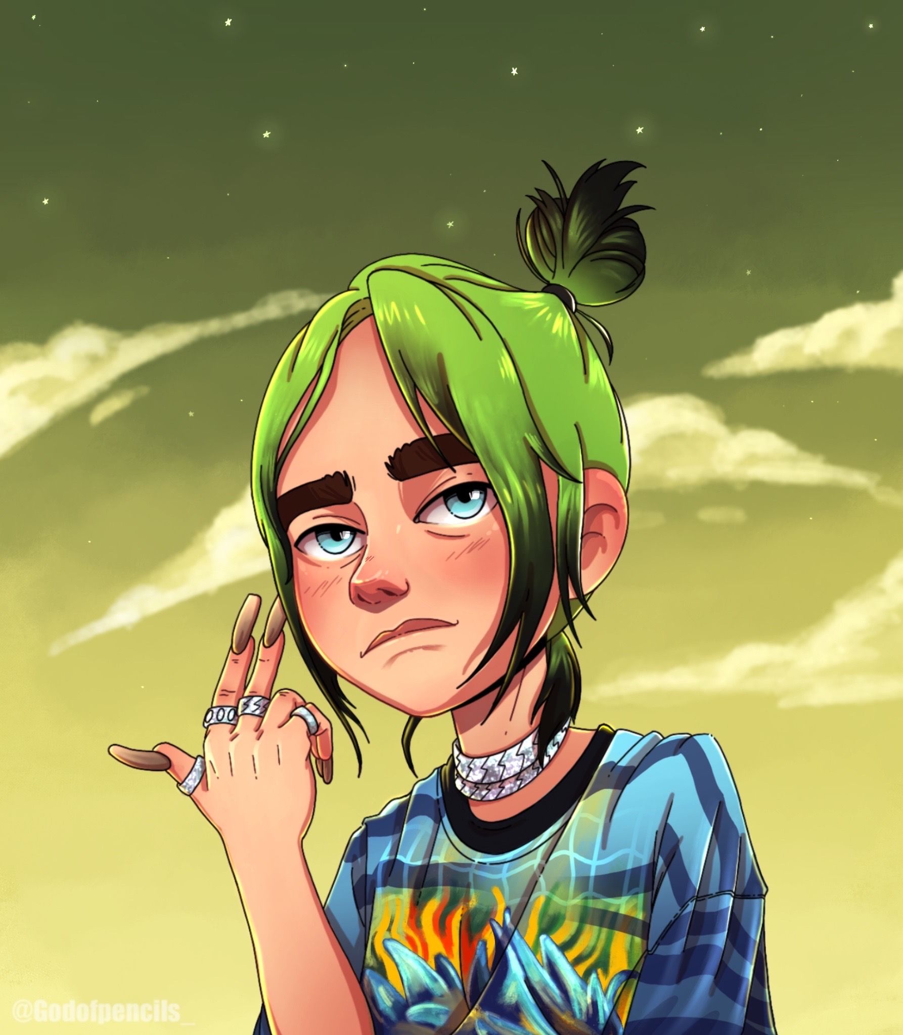 Billie Eilish Anime Cartoon Wallpapers