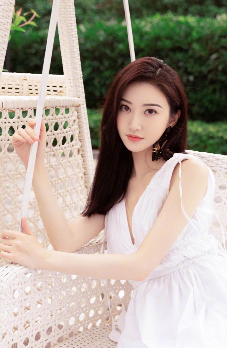 Cute Jing Tian in White Dress Wallpapers