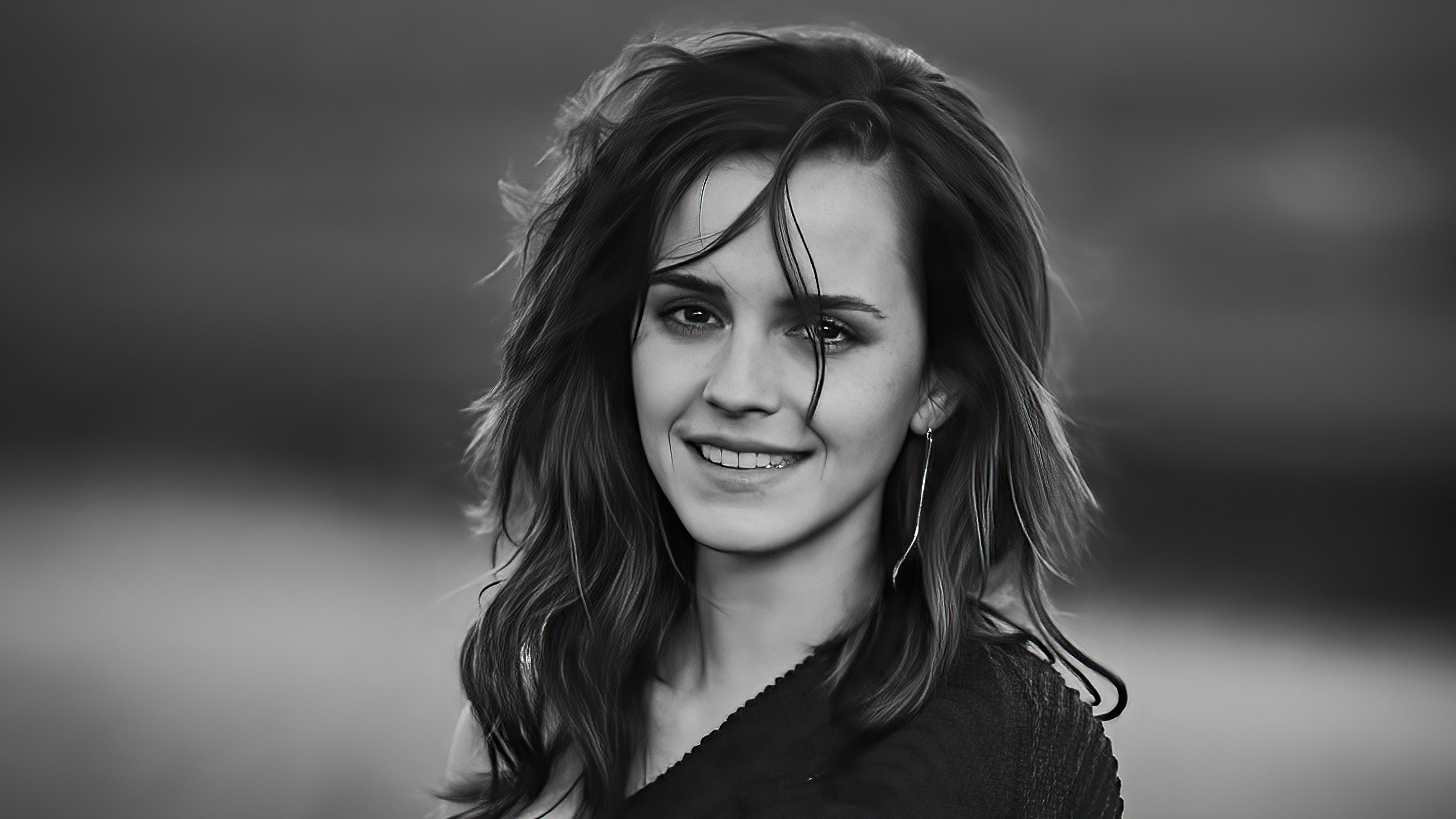 Emma Watson Monochrome Portrait Wallpapers