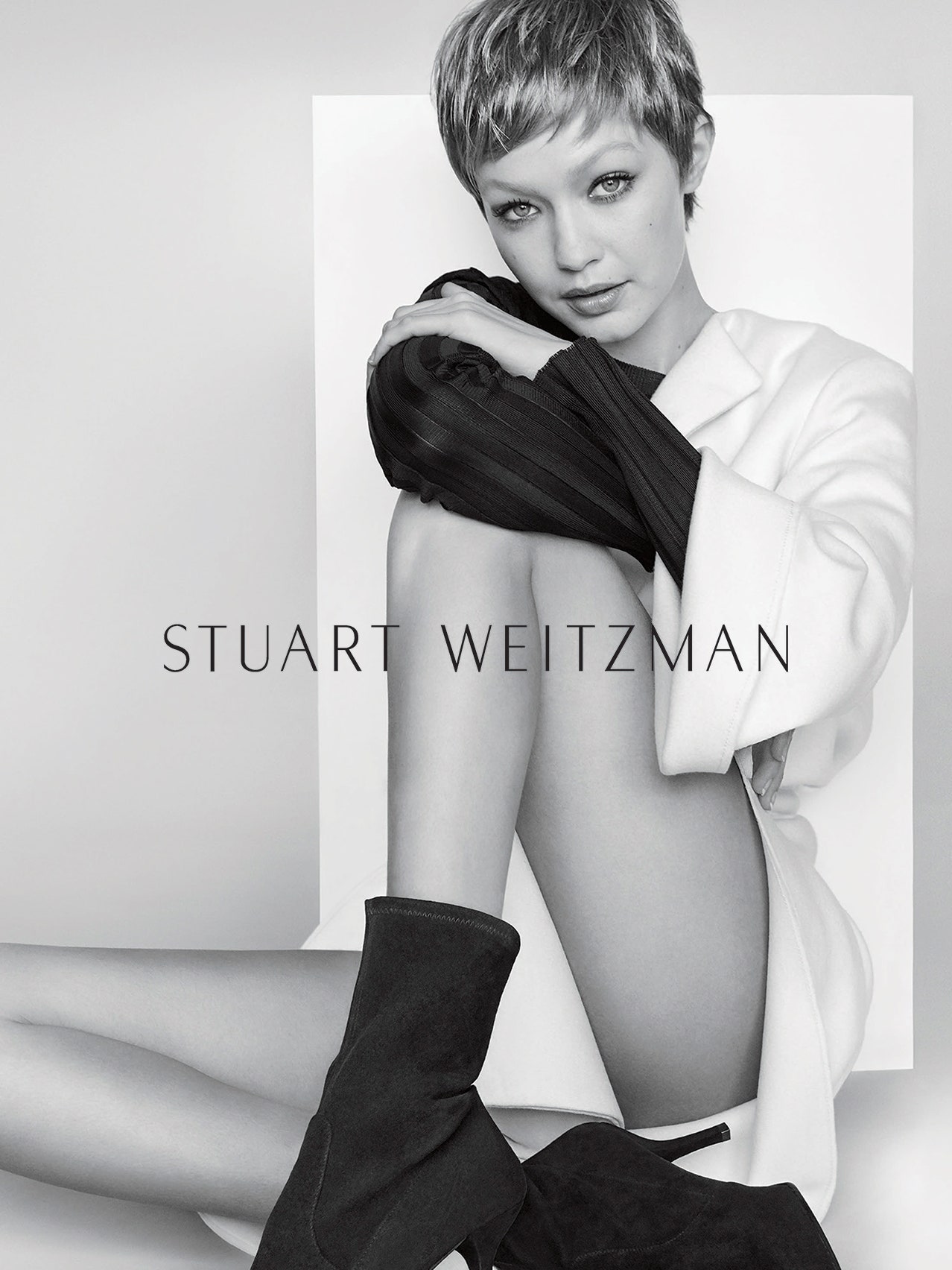 Gigi Hadid Stuart Weitzman Black and White Wallpapers