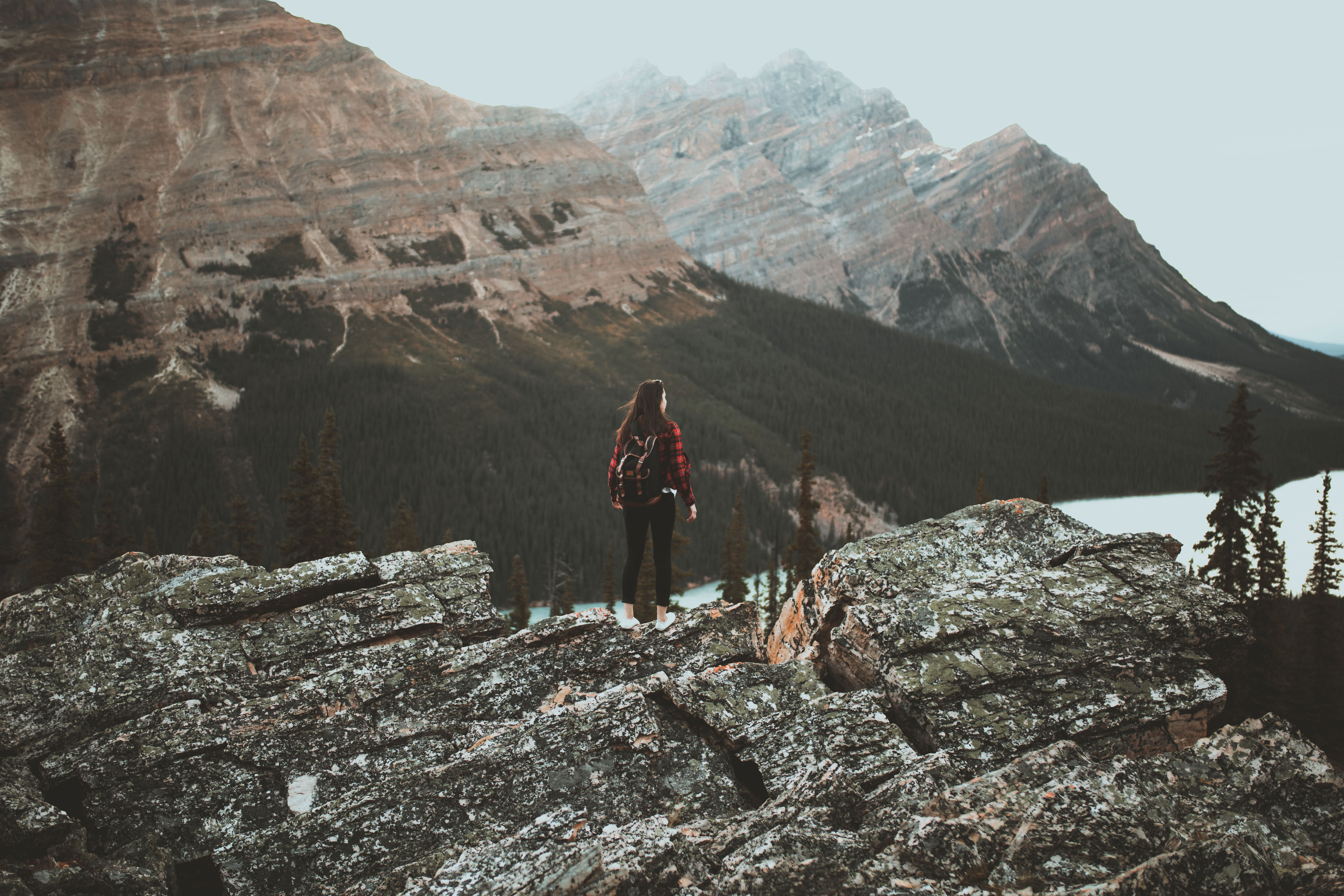 Girl At Tip Of Mountain Wallpapers